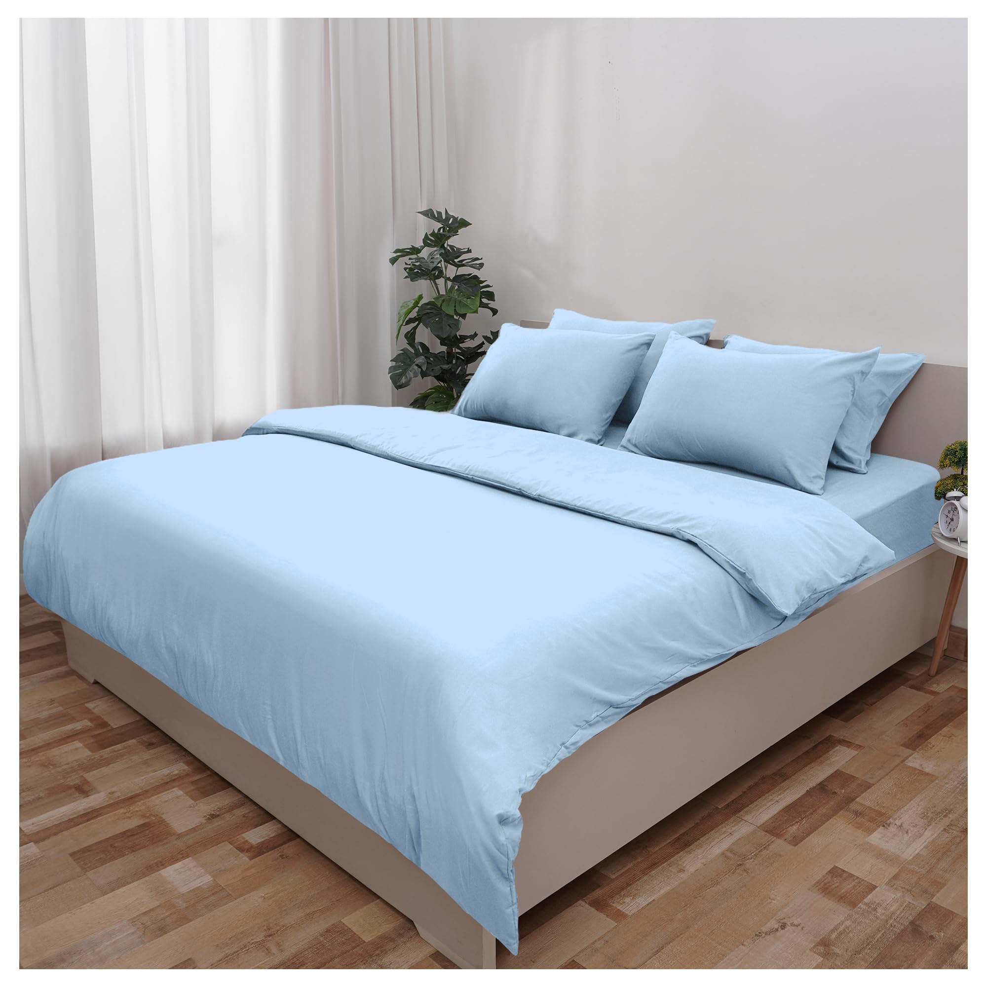 Novo Home Super King Duvet Cover Set Sky Blue โ Soft Microfibre Quilt Cover with 2 Pillowcases | Durable, Easy Care Super King Bedding for Modern Bedroom Comfort