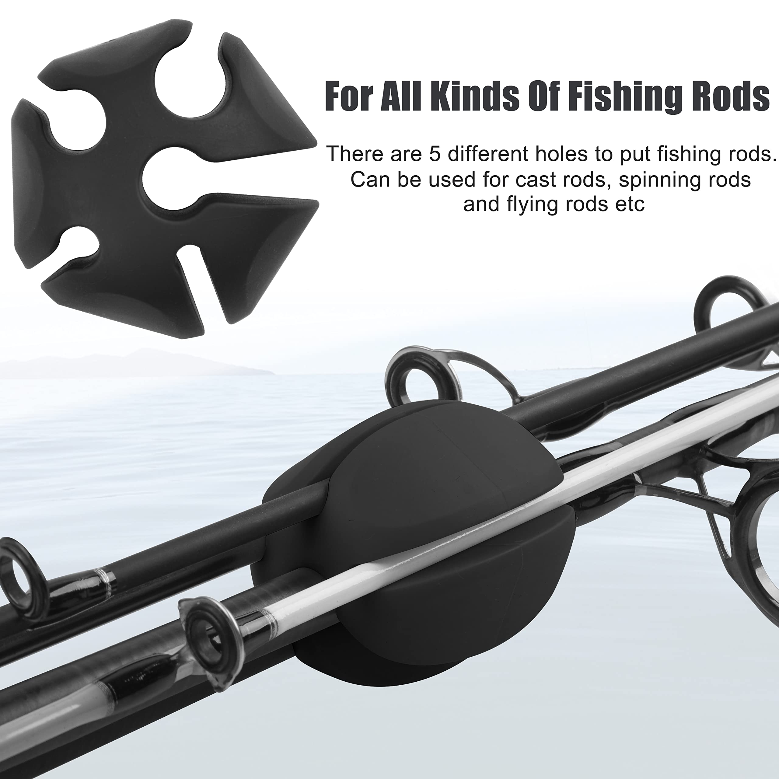 Portable Fishing Rod Fixed Ball 5-Pack Silicone Fishing Rod Holder