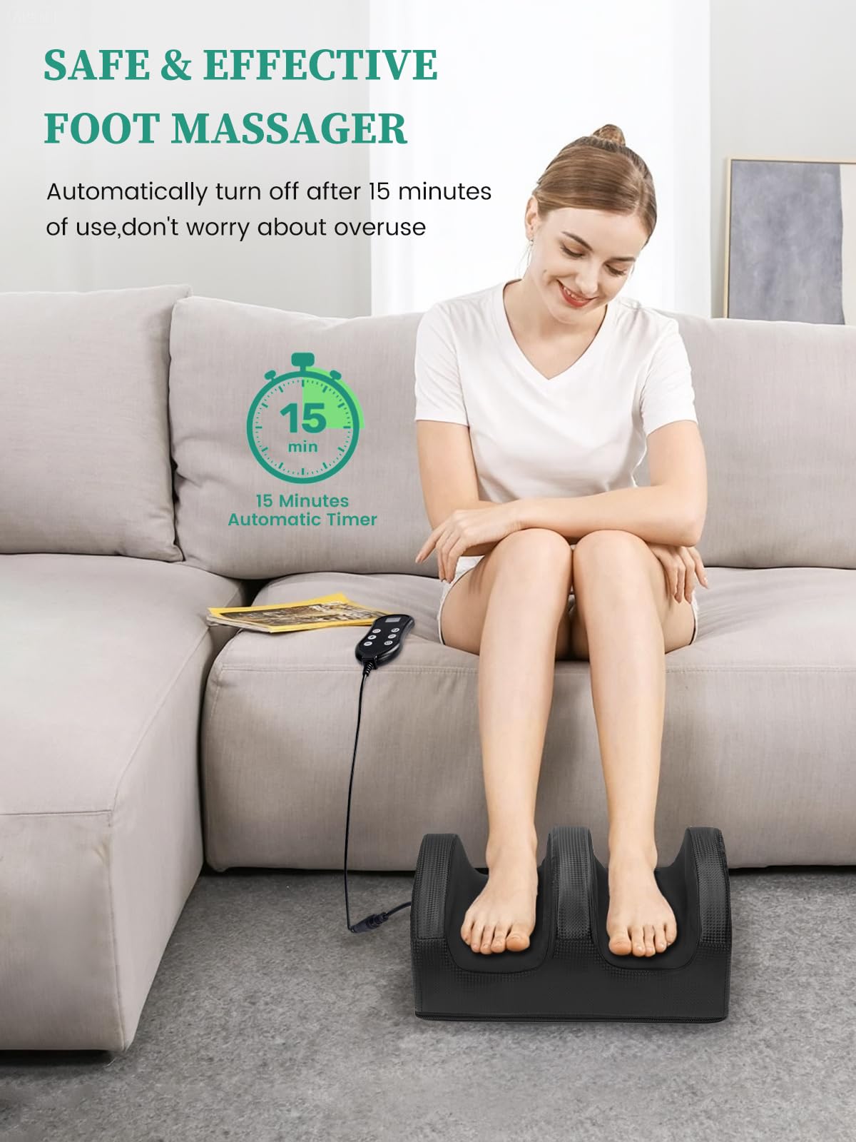 Deciniee Masseurs de pieds Shiatsu pour la douleur et la circulation : stimulateur de circulation pour pieds et jambes - Masseur Électrique de pieds avec chaleur et mollet avec rouleaux de massage