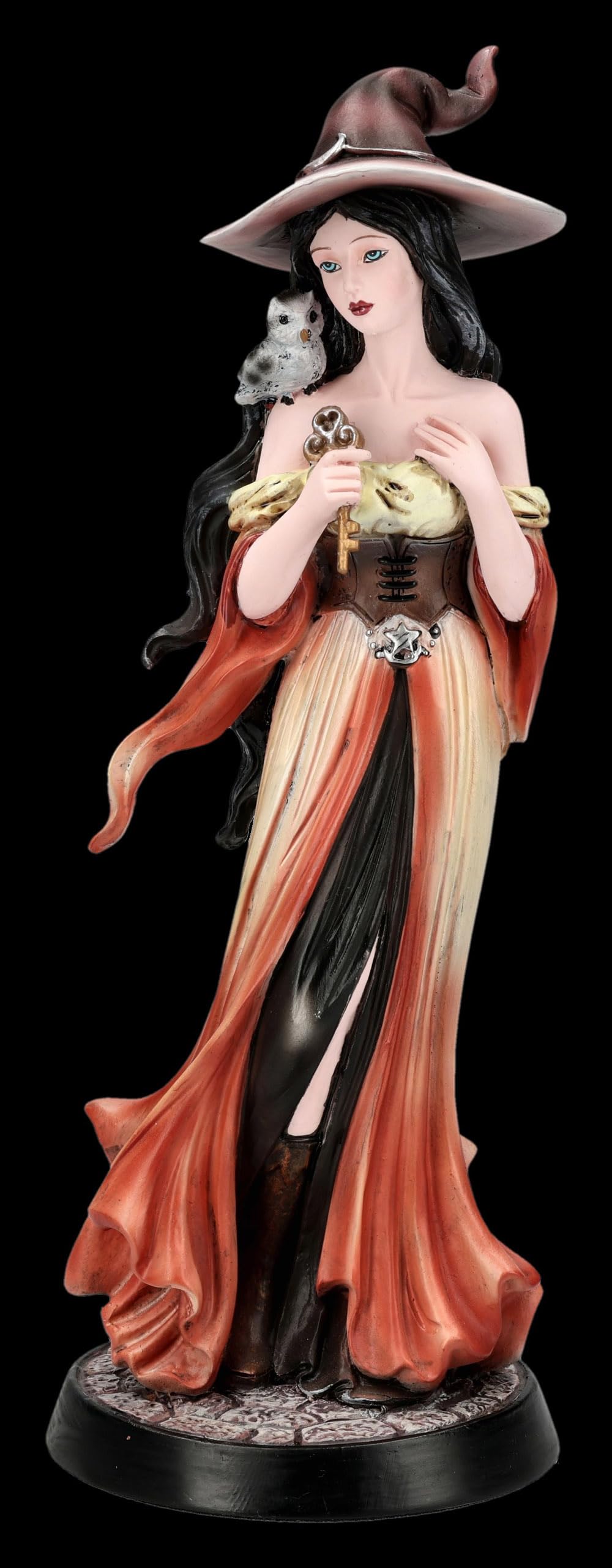 Figuren Shop GmbH Figura de bruja – Calidra, guardián de la llave, decoración de fantasía pintada a mano (21 cm), colección Tales of Aurelion, idea de regalo para protección y sabiduría