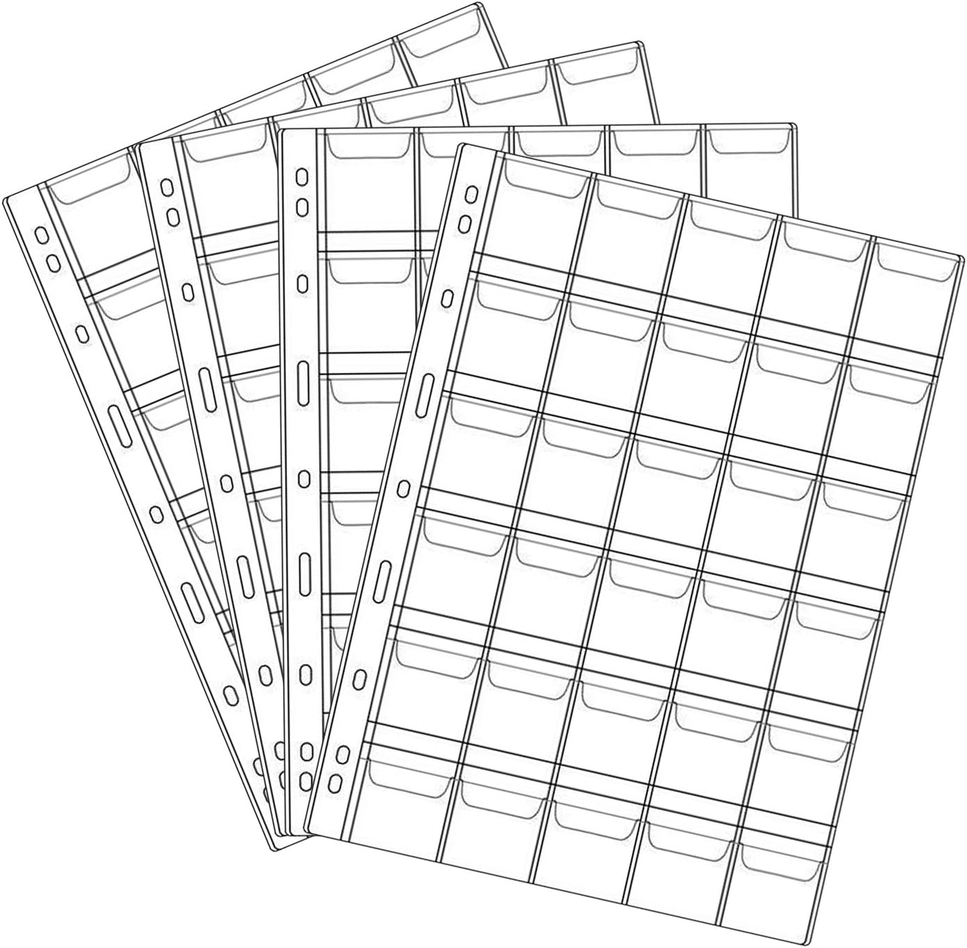 30 Pocket Coin Pages, 10 Sheets Plastic Coin Holders Stamp