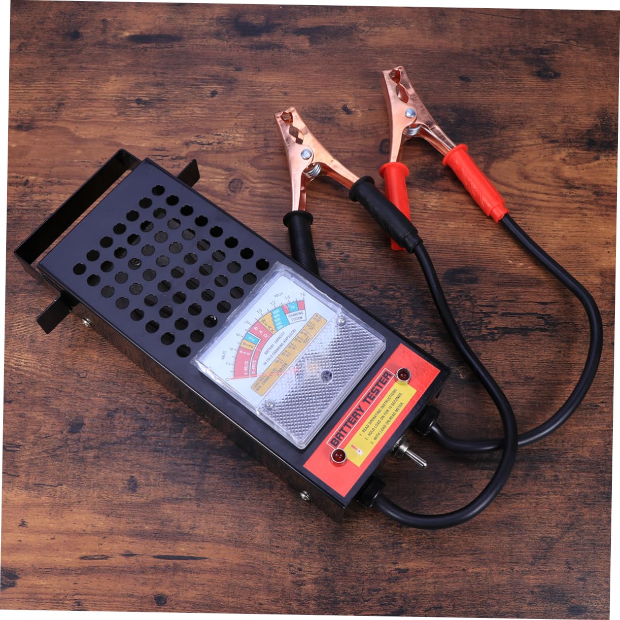 Comprobador de Batería 6-12v 100 Amperios Negro para Coche | Luz Indicadora, Pinzas Supergrip, Acero Inoxidable, Componente Electrónico, Motor de Arranque