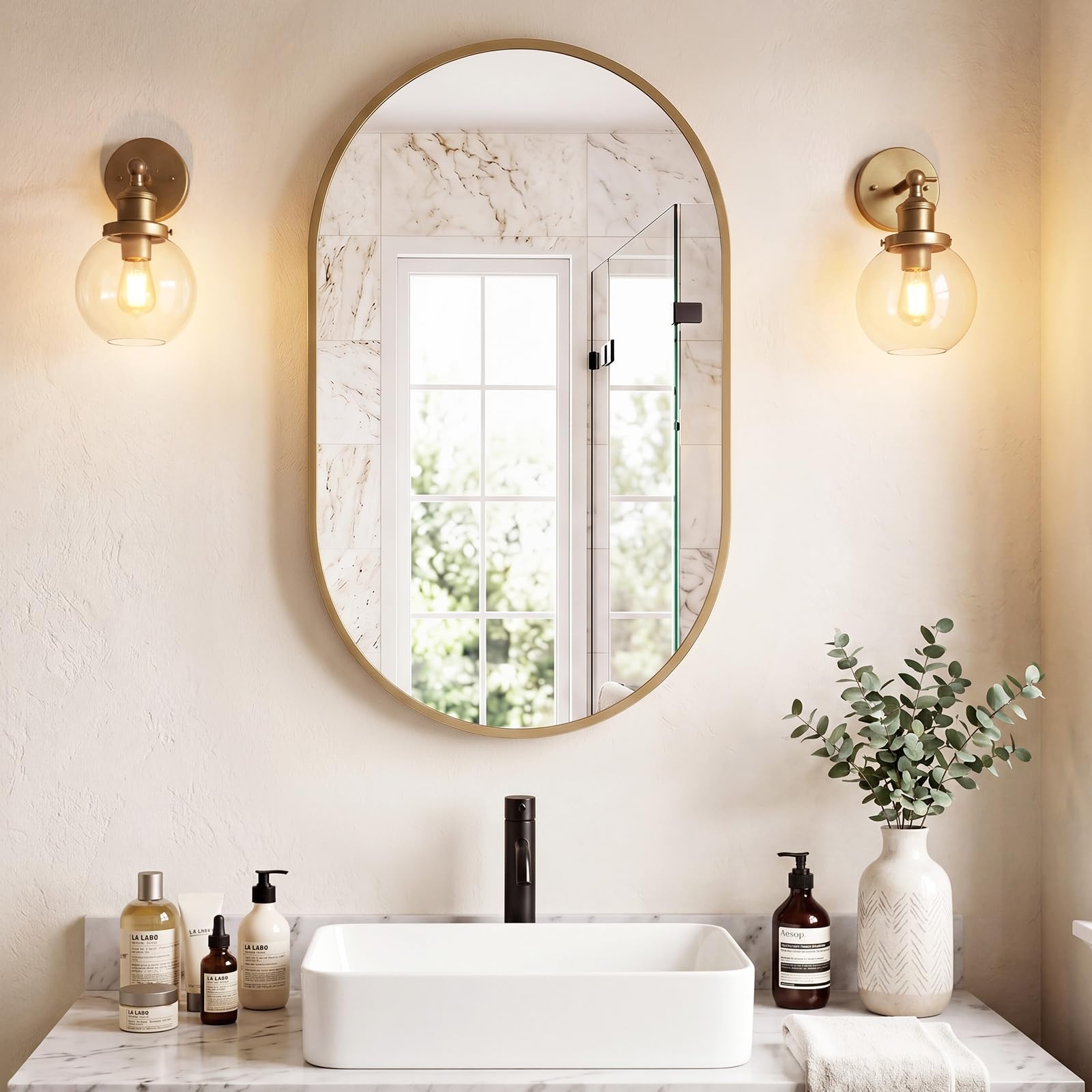 Sweetcrispy 20x30 Inch Gold Oval Mirror