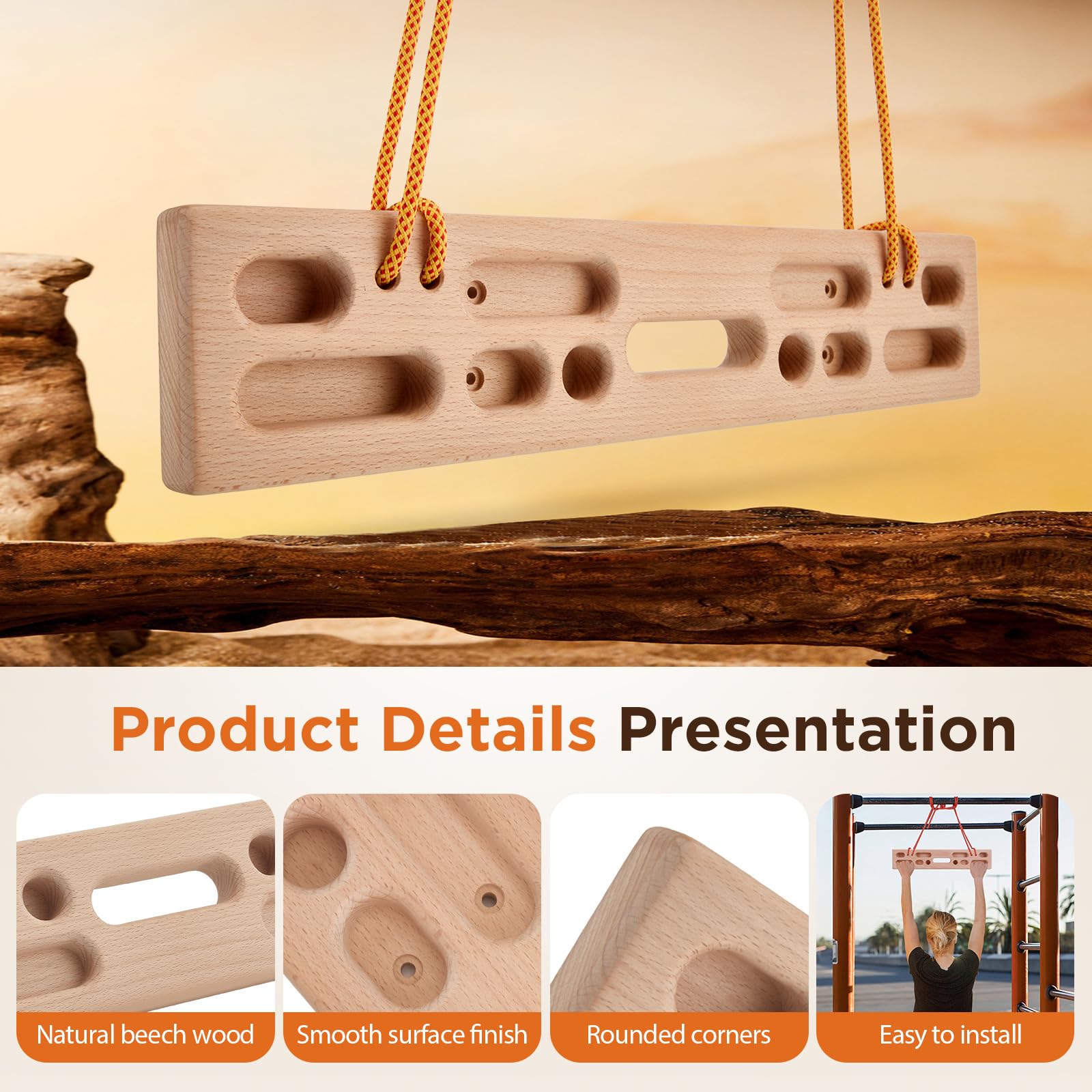 Hangboard für Kletterer,Tragbares Kletterhangboard, Fingerkraft Training, als Hangboard für Klettertraining Indoor und Outdoor für Einsteiger ins Klettertraining, Sportklettern & Bouldern