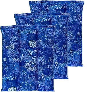 Nature Creation Microwaveable Herbal Heating Pad for Lumbar - Soothing Hot & Cold Therapy Pack for Lower Back- Soothing Relaxation, Warmth and Comfort - 3 Packs Blue Flowers