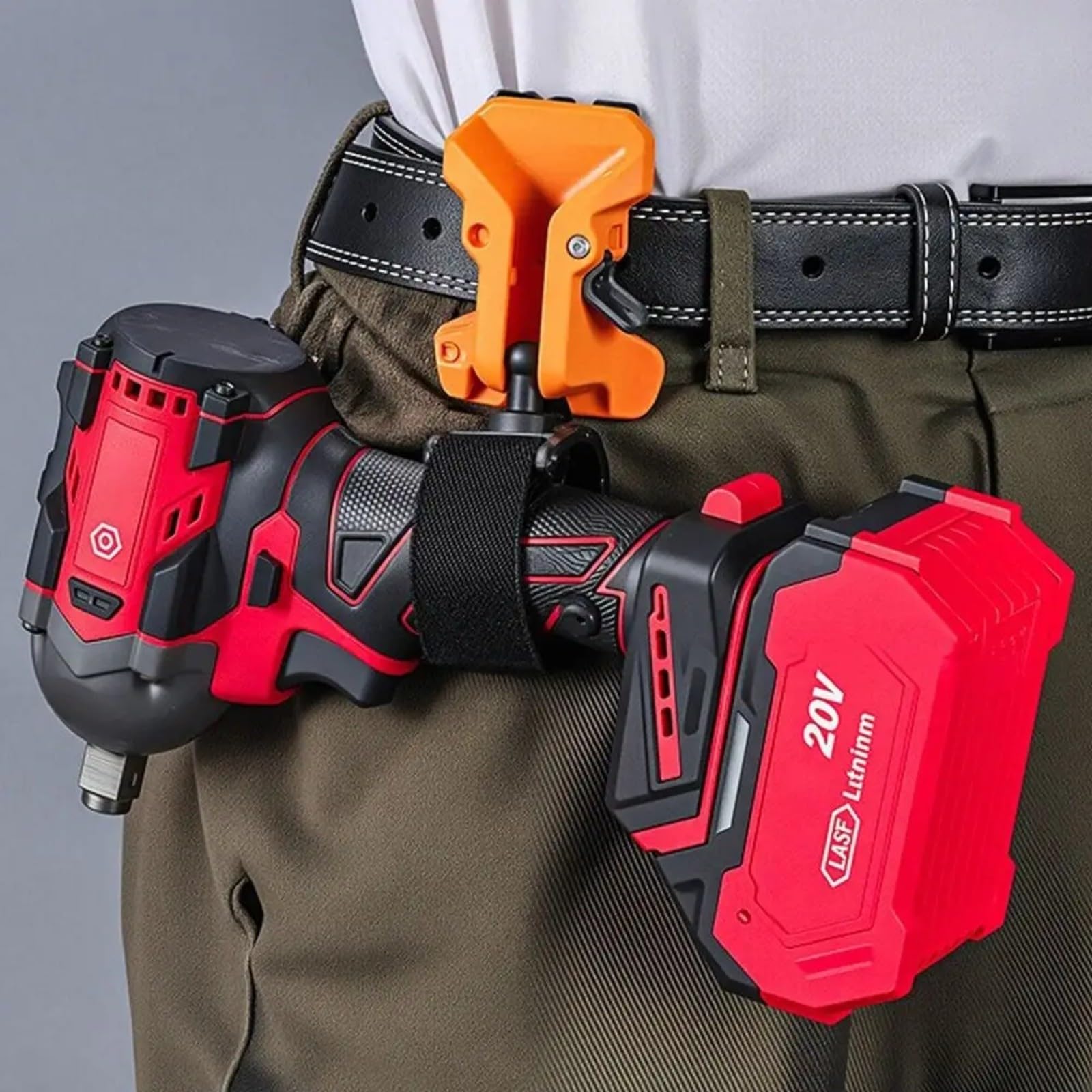 Gancio per trapano a sgancio rapido, gancio per attrezzi con blocco automatico, clip porta trapano senza fili, gancio per martello resistente, cordino portatile per utensili elettrici (giallo)