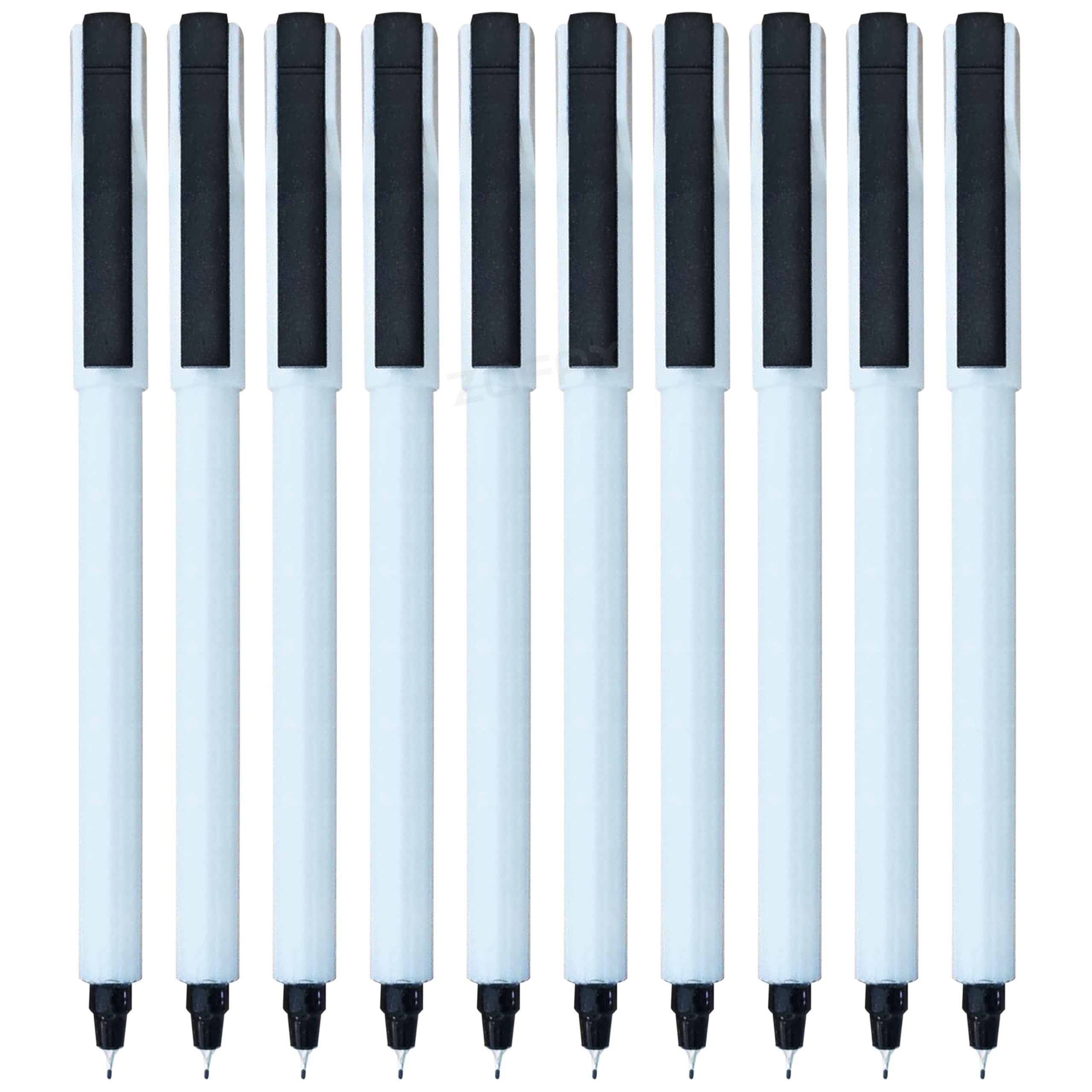 rFino Fineliner Pens, BLACK, Fine Tip (0.3mm), Pack of 10, Precise for writing drawing sketching doodling detailing, Perfect for School Office Home Use
