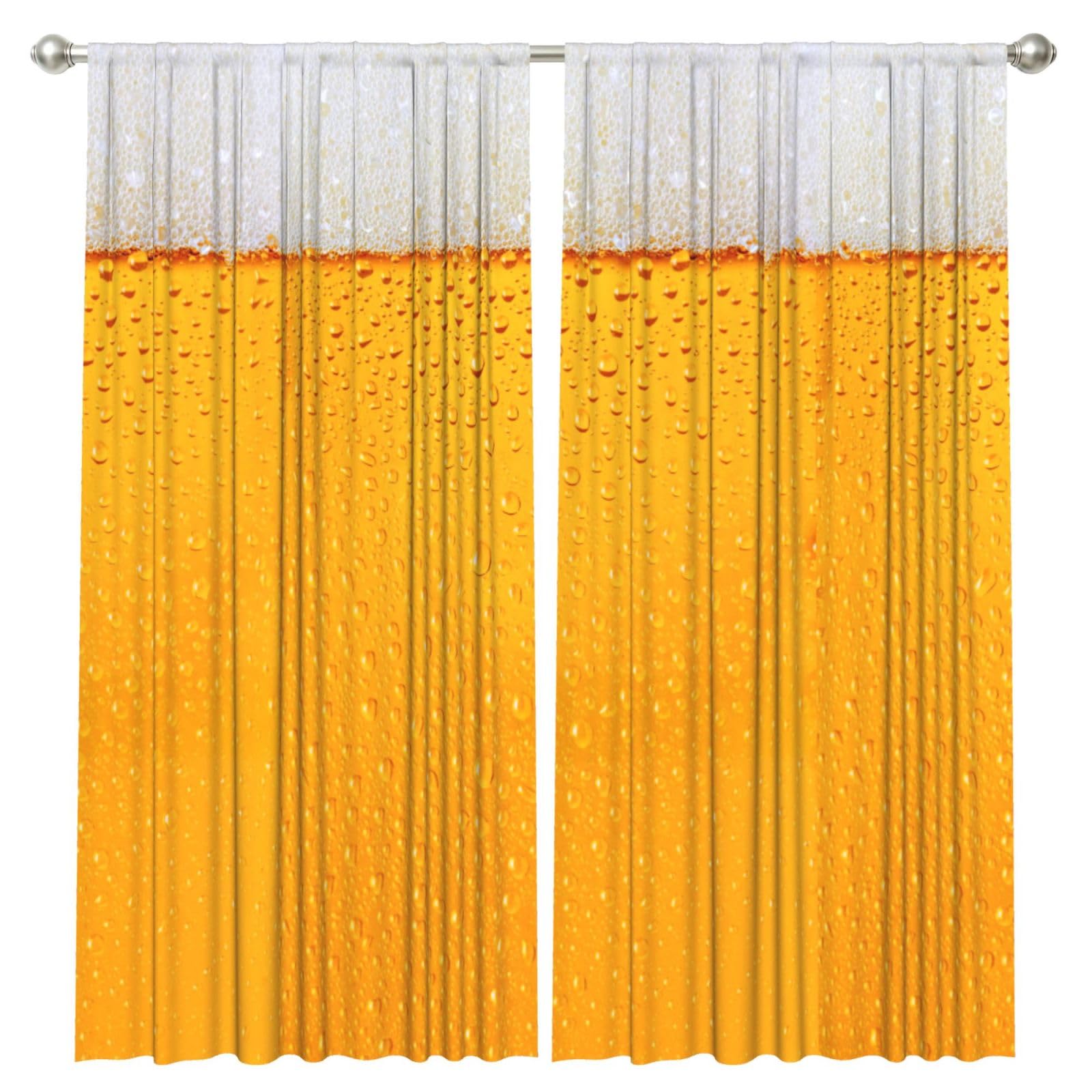 InOmak Beer, 2 Panels Window Curtains 52 x 84 Inch Blackout Curtains for Living Room Bedroom