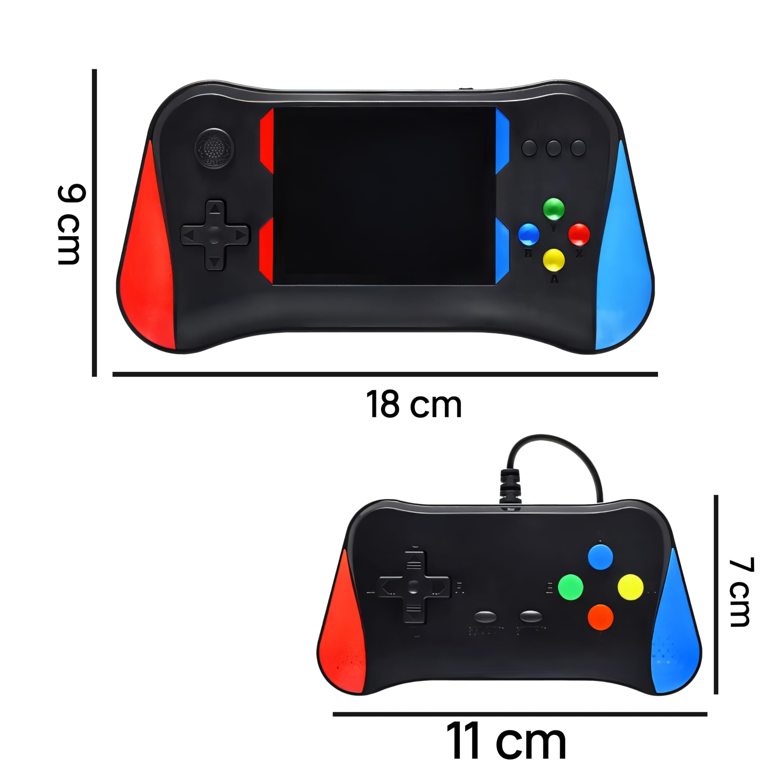 Retoo Console di gioco portatile retrò con display LCD 3,5 pollici, per due giocatori con 500 giochi classici, batteria 1200 mAh, schermo, console per videogiochi retrò per bambini, console da gioco