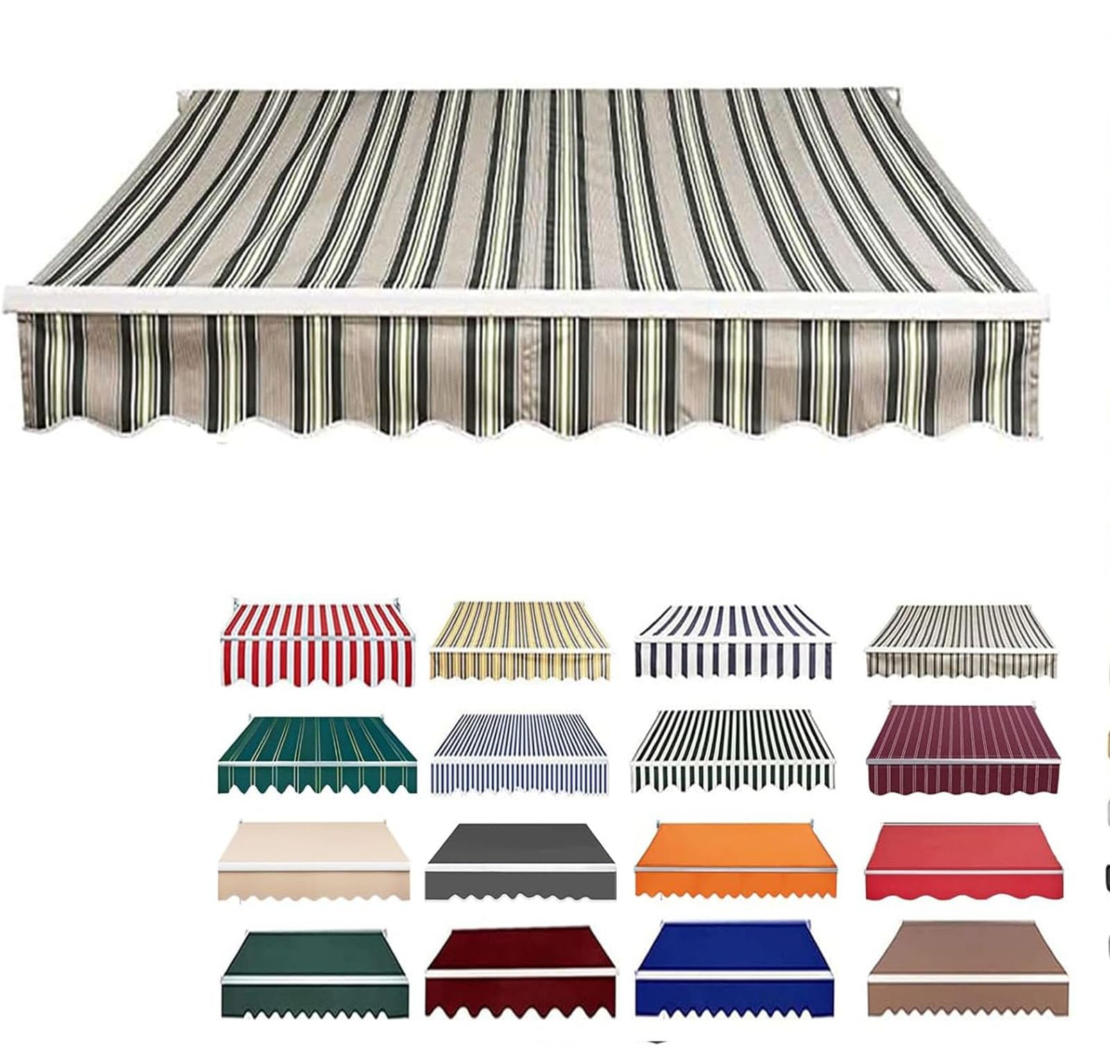 Retractable Patio Awning Replacement Fabric, Water-Resistant Polyester Replacement Canvas For Awnings, Deck, Balcony, Yard,Awning Replacement Canopy,02,11.8x13.1FT/360x400CM