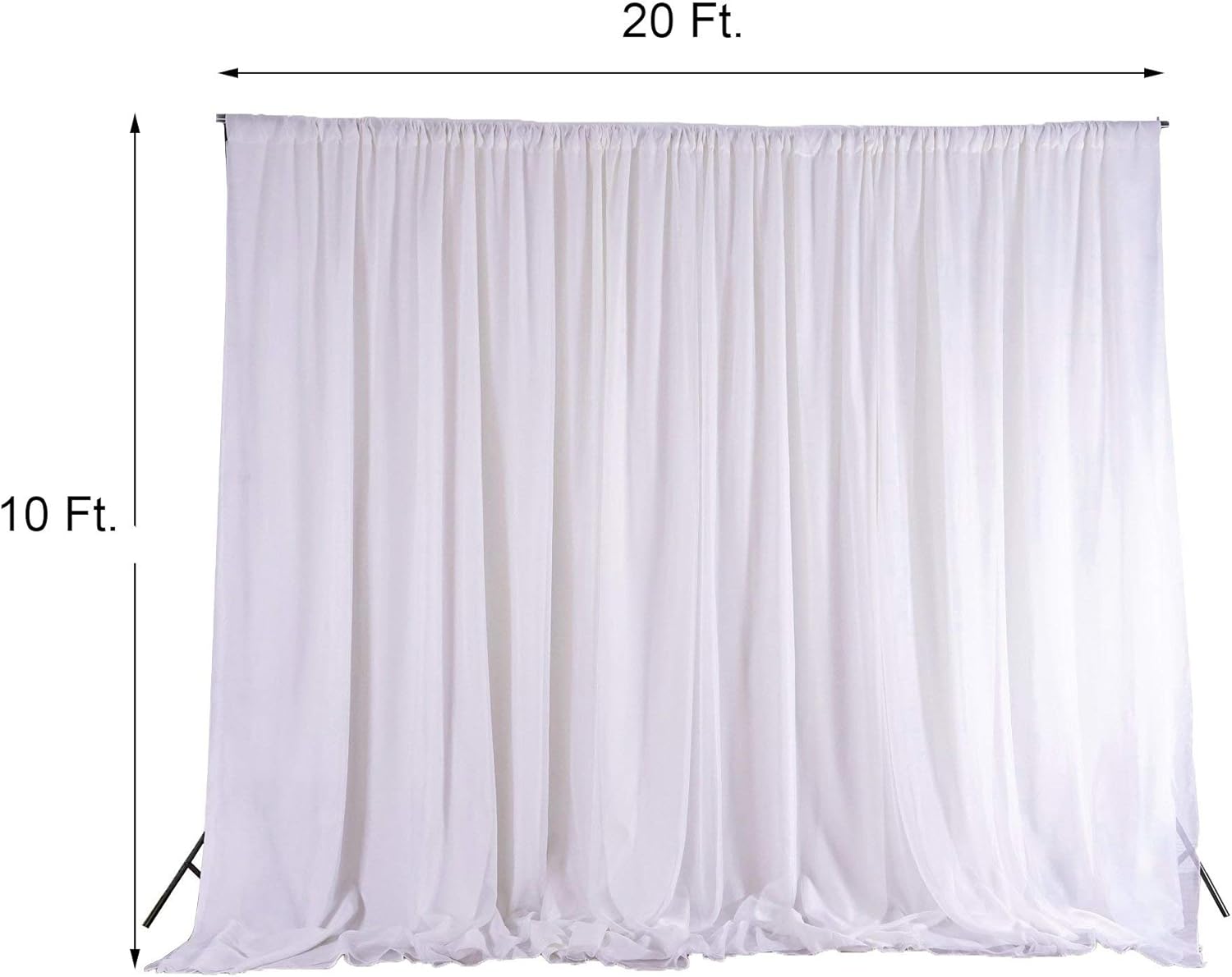 BalsaCircle 20 ft x 10 ft White Chiffon Fabric Backdrop Drapes Curtain - Wedding Decorations Photo Booth Reception Photography Party Supplies