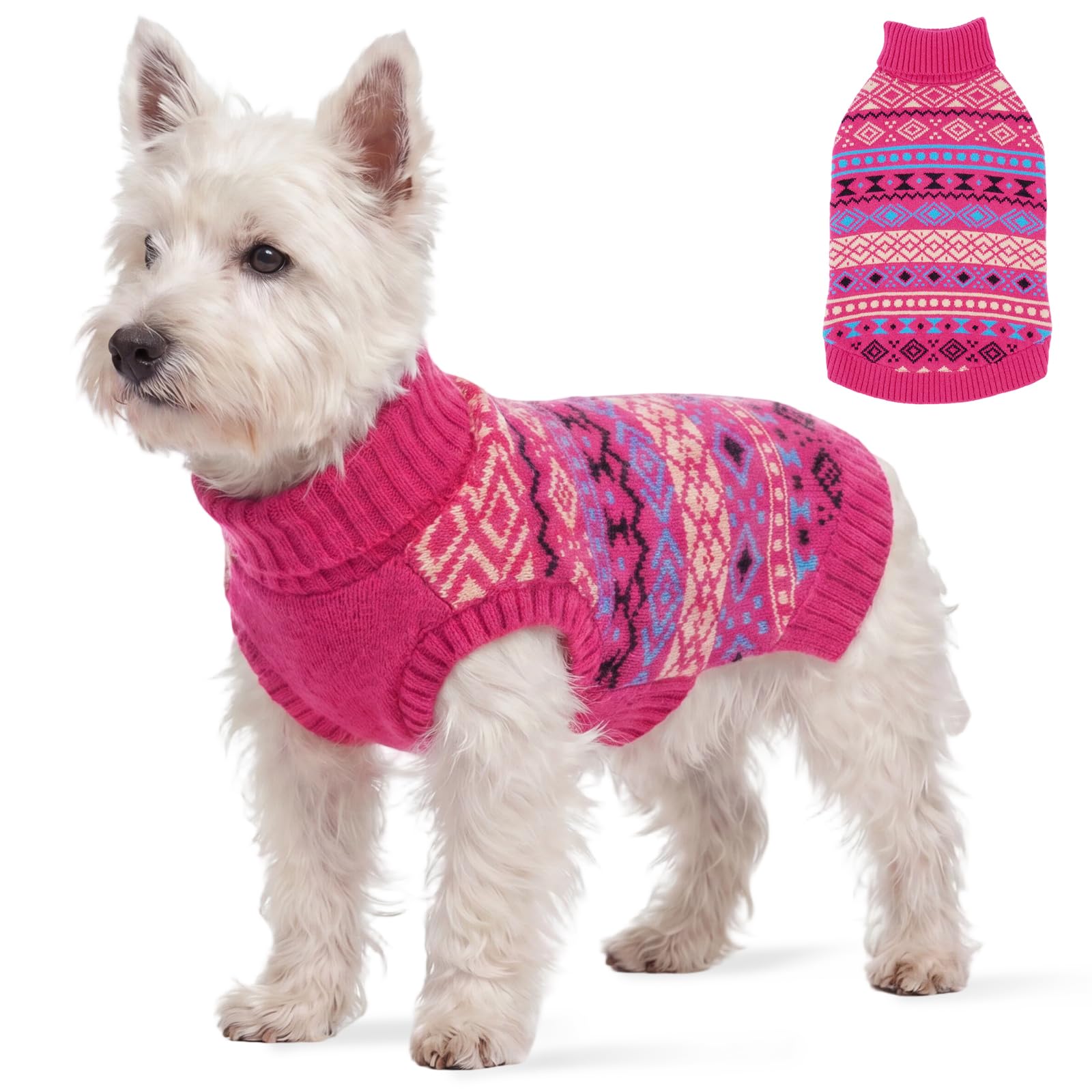 OUOBOB Dog Sleeveless Turtleneck Knit Jumper RoseRed XS