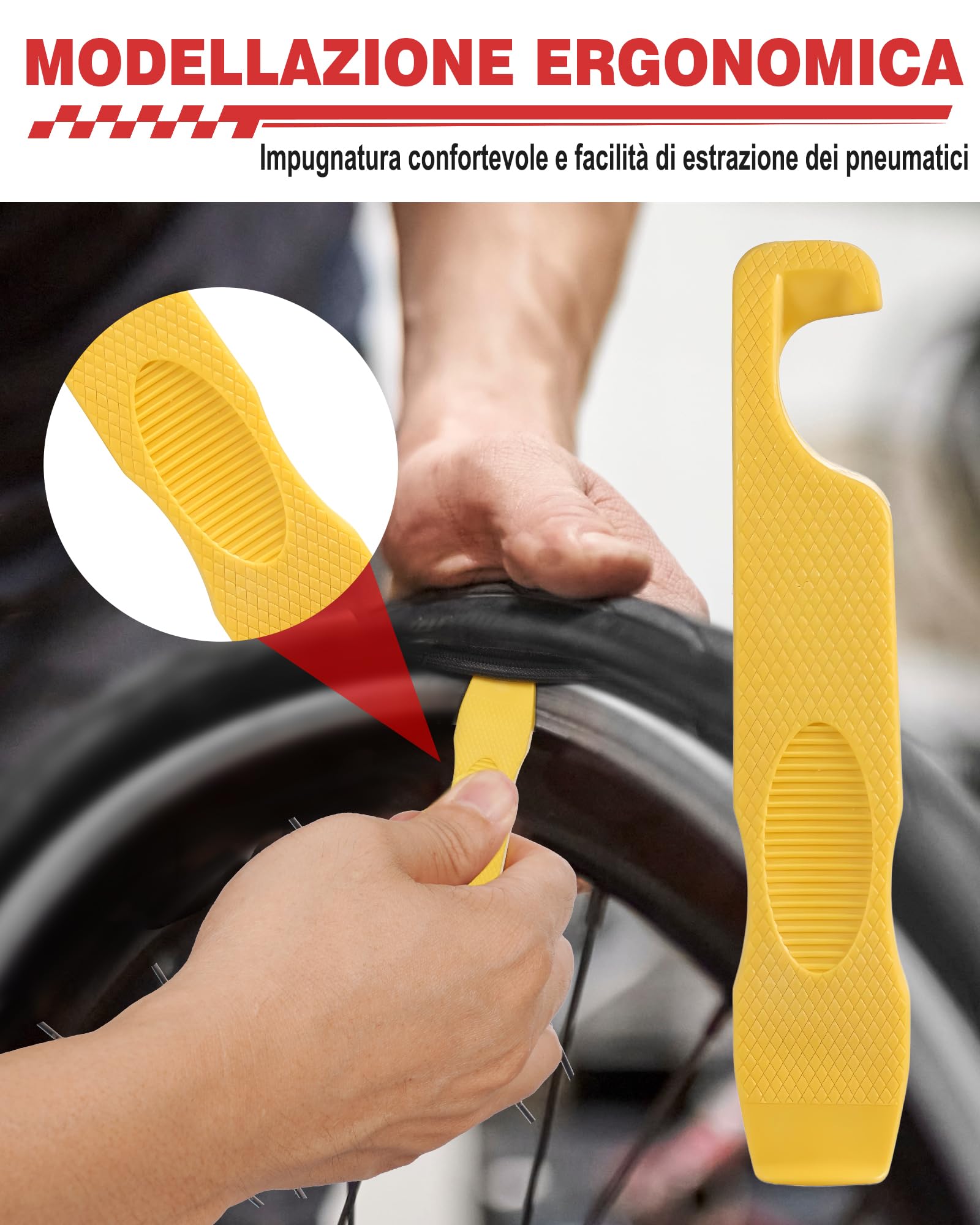 Leve Smontagomme Bici, Tyre Glider Super Resistente, Non Danneggia Il Mozzo della Ruota, Antiscivolo e Fa Risparmiare Manodopera, Adatta per Mountain Bike e Bici da Strada