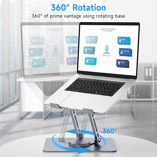 Miniatura 2 de XGKDZJ Soporte ajustable para laptop, ergonómico, giratorio, plegable, rotación de 360, se adapta a portátiles de 10-15.6", color gris