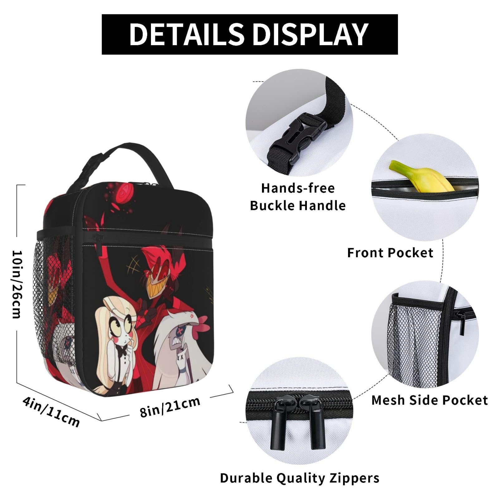 Hazbin Hotel Lunch Box Insulated Lunch Bags Zipper Lunch Bag
