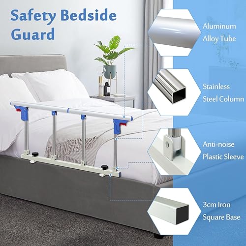 Miniatura 5 de Mybow Rieles de cama para adultos mayores, rieles de asistencia de seguridad para personas mayores, rieles de cama plegables para hospital,
