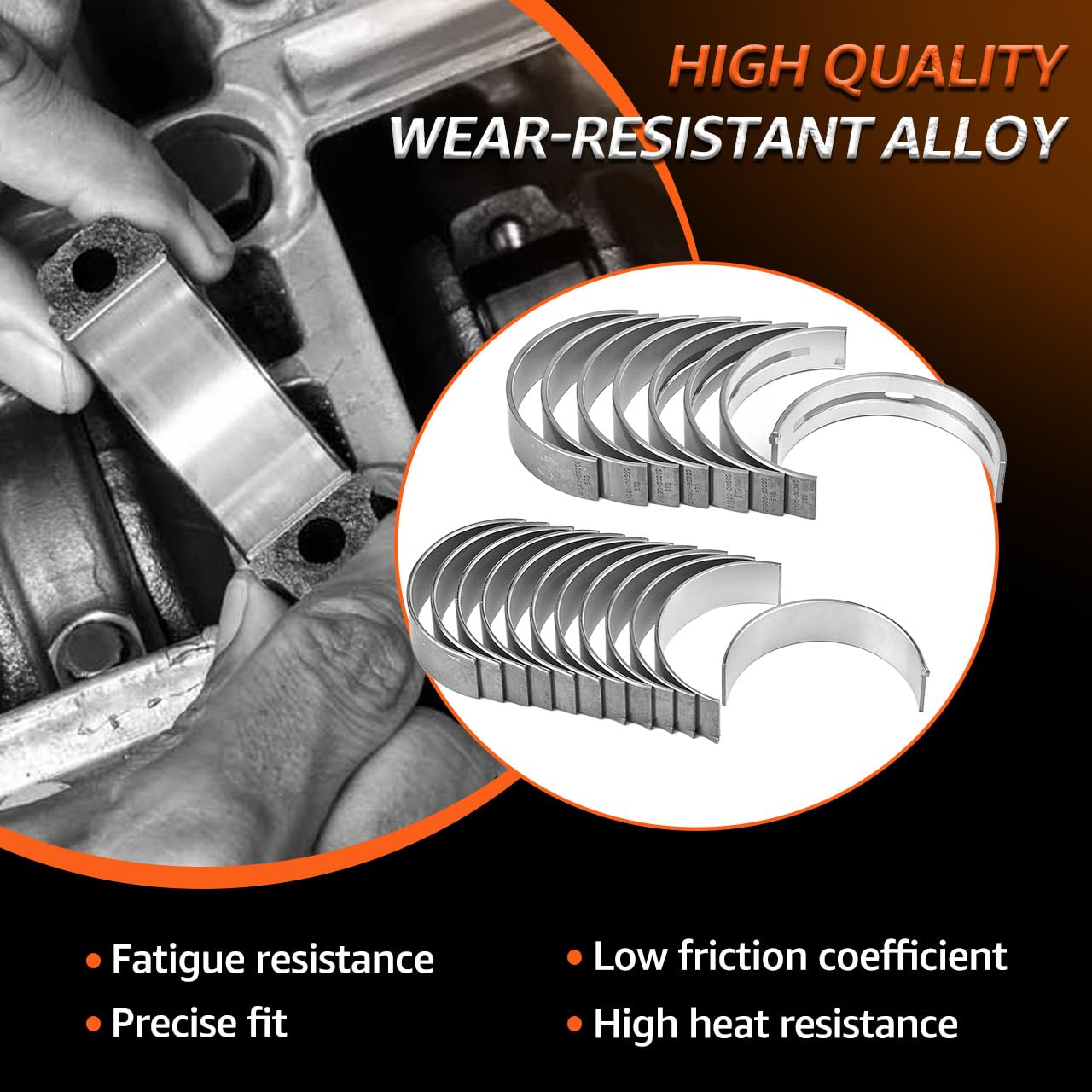 STD Main & Rod Bearing Set Replacement for Hyundai Kia 2006-2016 3.3L 3.5L 3.8L V6 Azera Genesis Sonata Veracruz Santa Fe Entourage, Sorento Amanti Sedona Borrego Cadenza K900 21020-3C300 23060-3C201