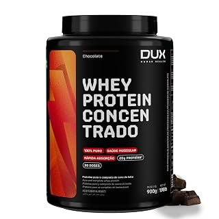 Dux Human Health Whey Concentrado Chocolate 900g com 23g de proteína por porção