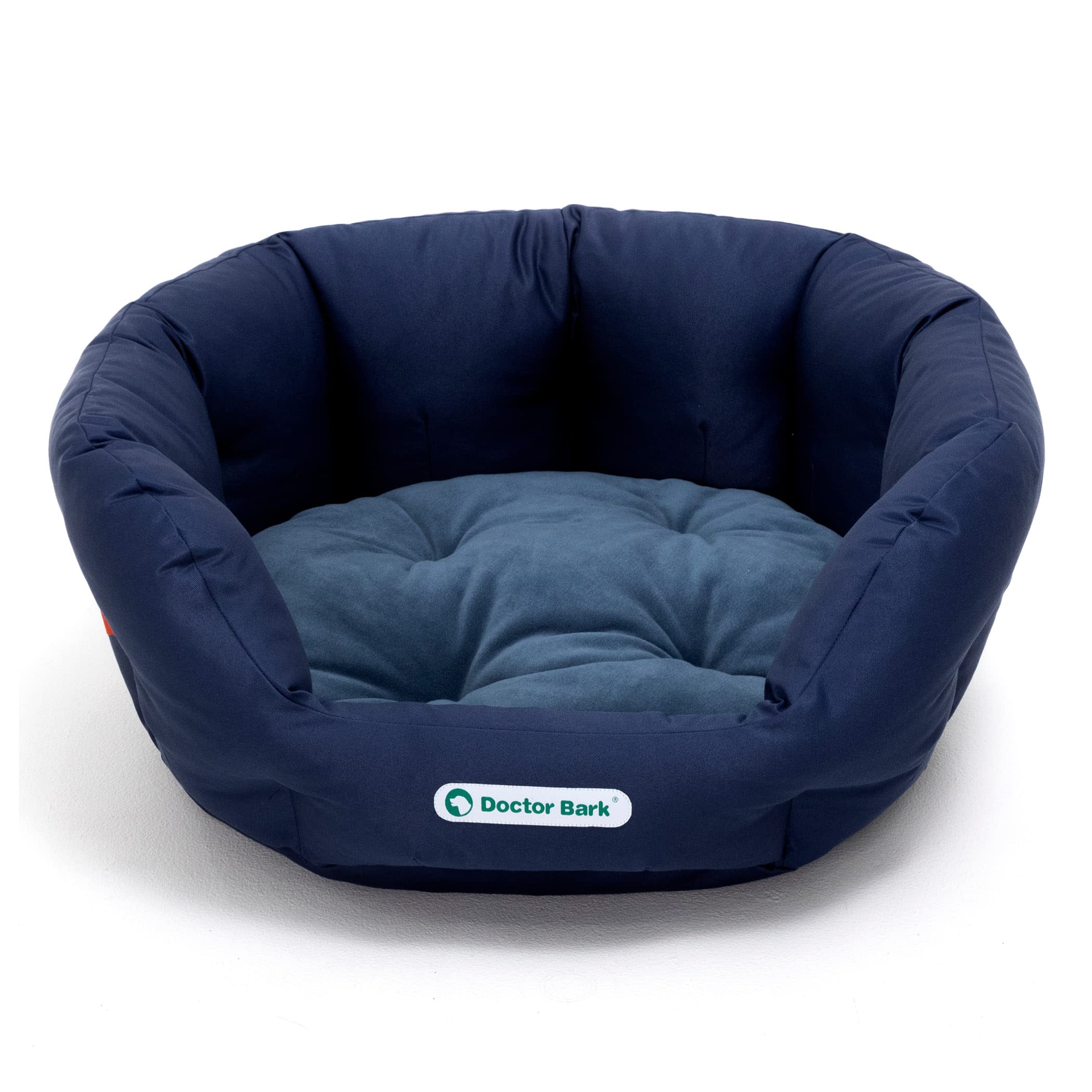 Doctor Bark Hundekorb rund, Hundebett für größere Hunde, Kuschelbett mit flauschigem Wendekissen, orthopädisch, waschbar bis 95°C (L - 60x50 cm, Königsblau)