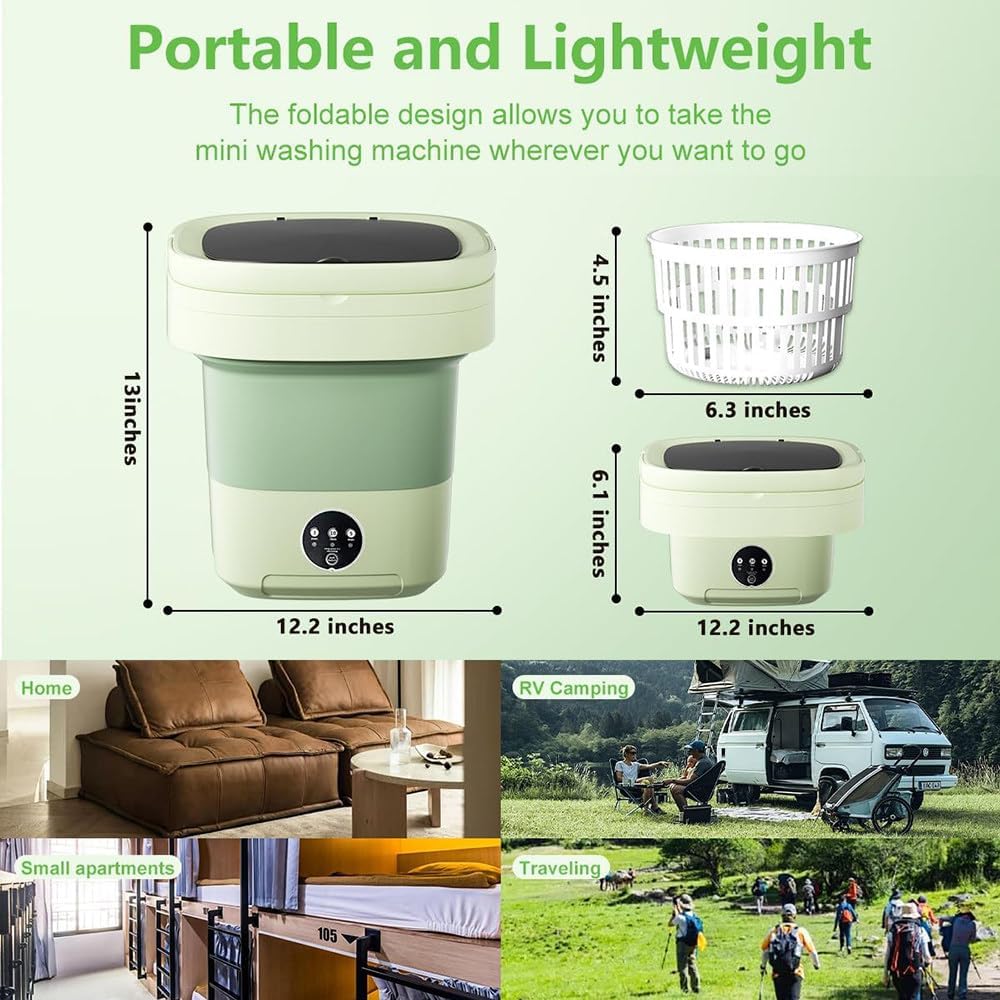 Portable Washing Machine, Mini Washing Machine, 3 Modes, 11 Liter Capacity, With Drain Basket, Foldable Storage, Can Wash Underwear, Baby Clothes or Socks, For Apartments, Dormitories Blue