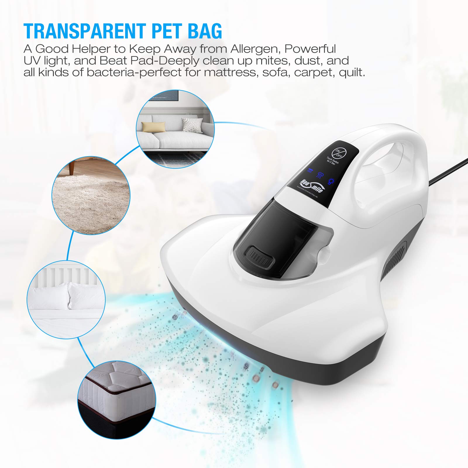 Bed Vacuum Cleaner, Housmile Mattress Vacuum Cleaner with Roller Brush