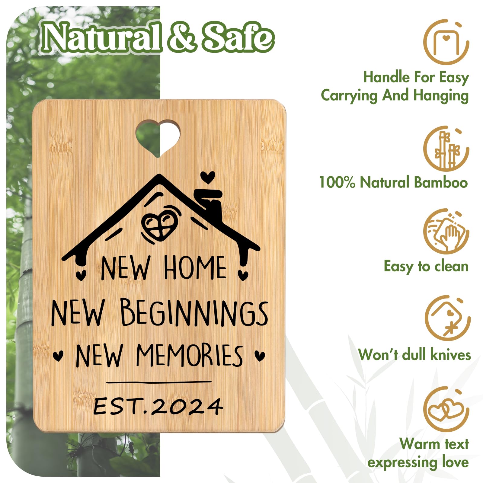 New Home Gifts, Bamboo Cutting Board, House Warming Gifts, Housewarming Presents for Couple Family, Friends - Image 4