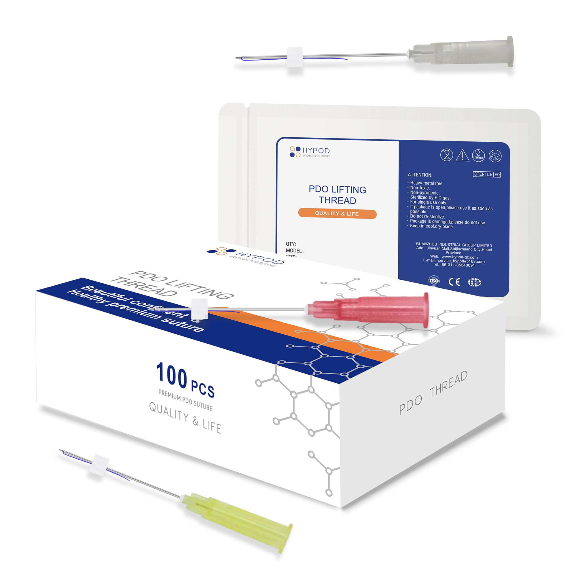 HYPOD Pdo Mono Thread, Thread Face Lift, Pdo Threads - Pointed Tip for Lifting and Firming (100PCS-A29G-25mm)