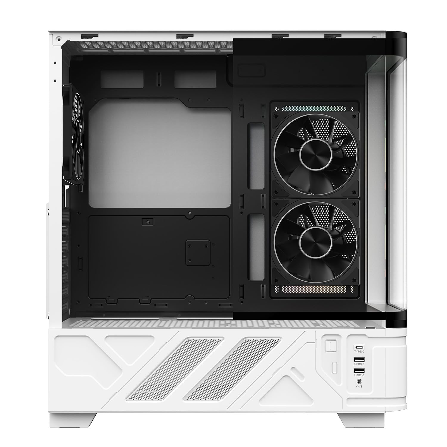 Itek Case Gaming NETRON CURVED - Tower ATXcon 3 Ventrole ARGB 12 cm incluse - 2xUSB3, Type-C - paratia frontale e laterale in vetro temp scuro - con Display digitale