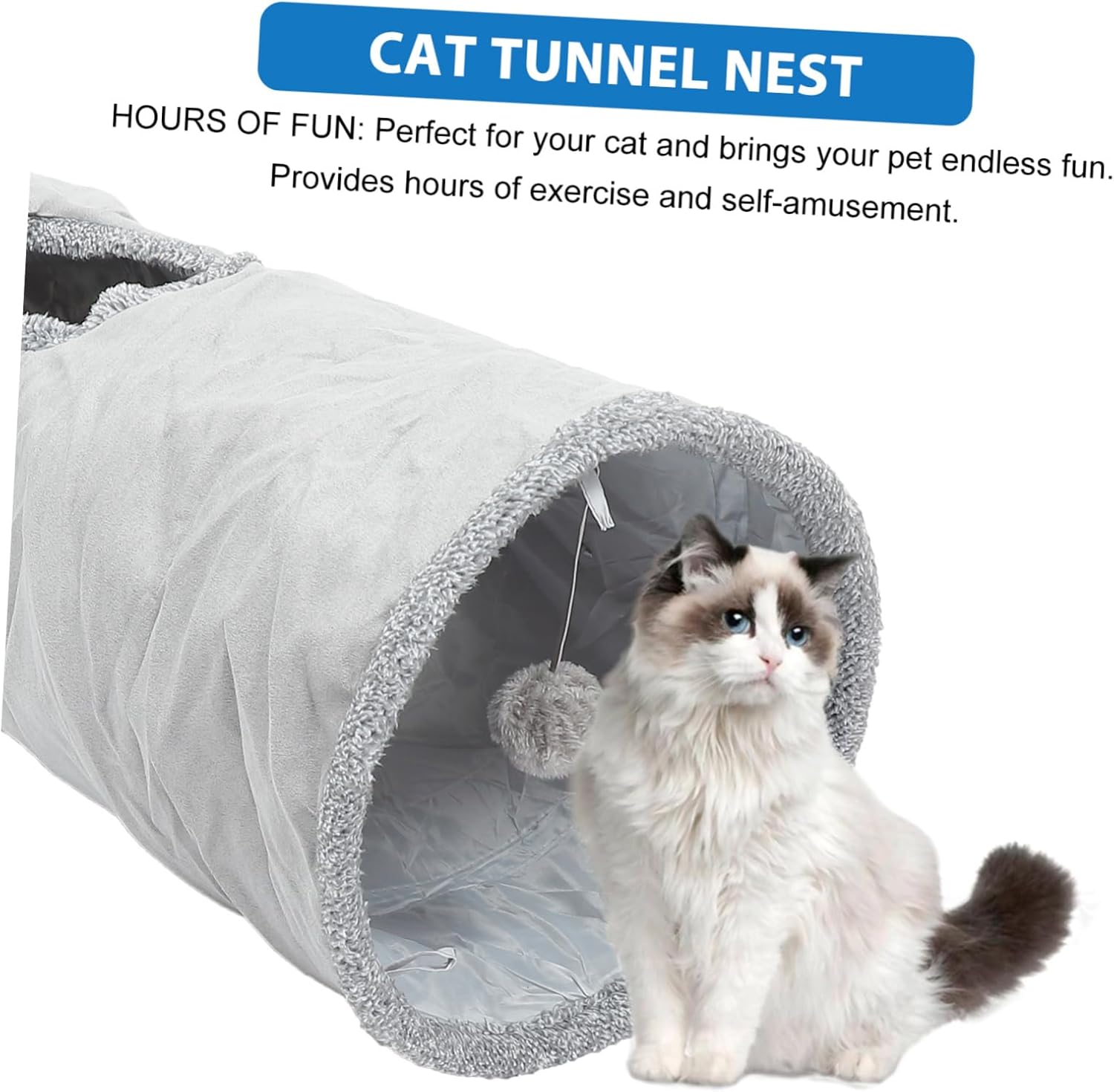 Luxurious Suede Cat Tunnel Nest Large Size Bed Carpet Tunnel for Indoor Cats