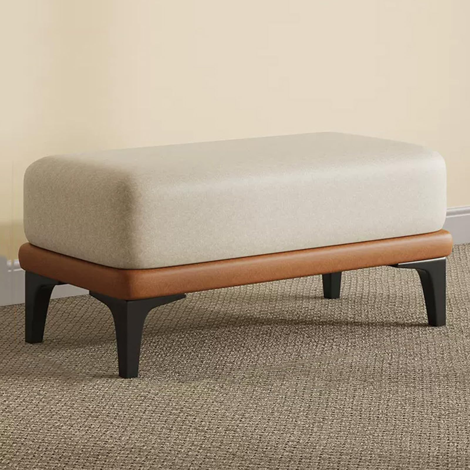 Asiento de banco tapizado de piel sintética para oficina y vestidor chic