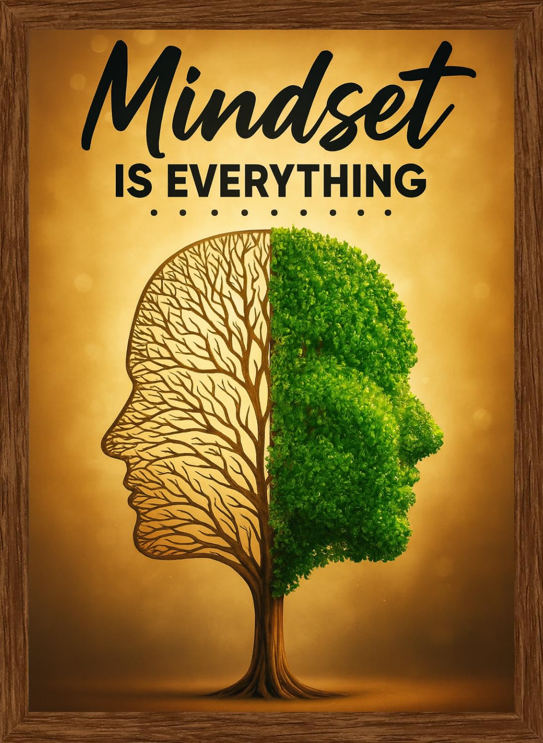 DIVARTH “Mindset Is Everything” Motivational Quotes Wall Frame – Inspirational Office Wall Art, Success Quote Poster, Positive Affirmation Decor for Living Room,10x13 inch Bedroom (Brown)-image-24