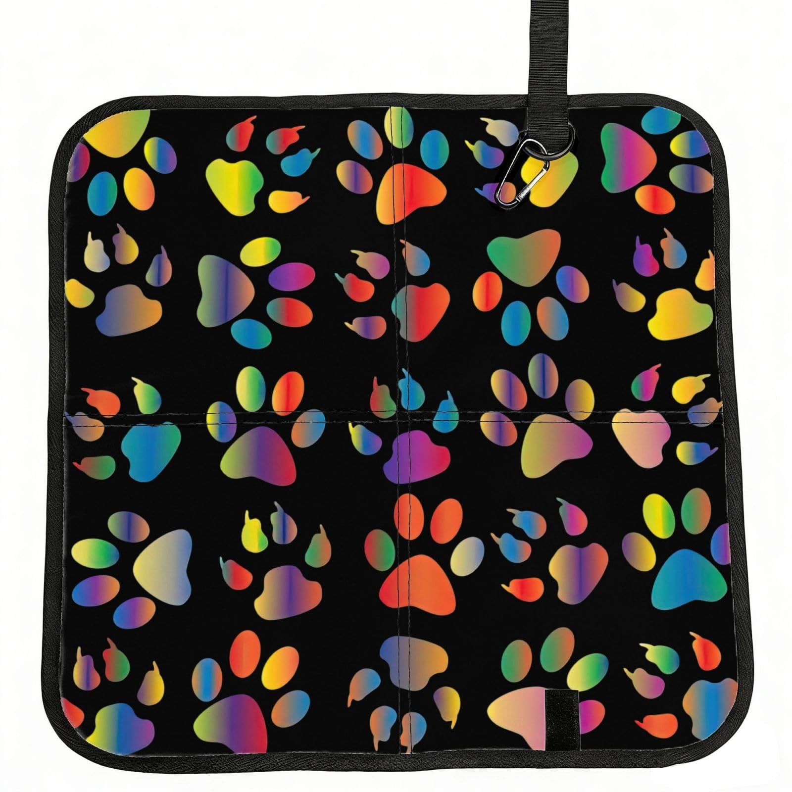 PPHGUT Colorful Dog Paw Print Foldable Seat Cushion Waterproof Portable Chair Pad Travel Outdoor Picnic Camping