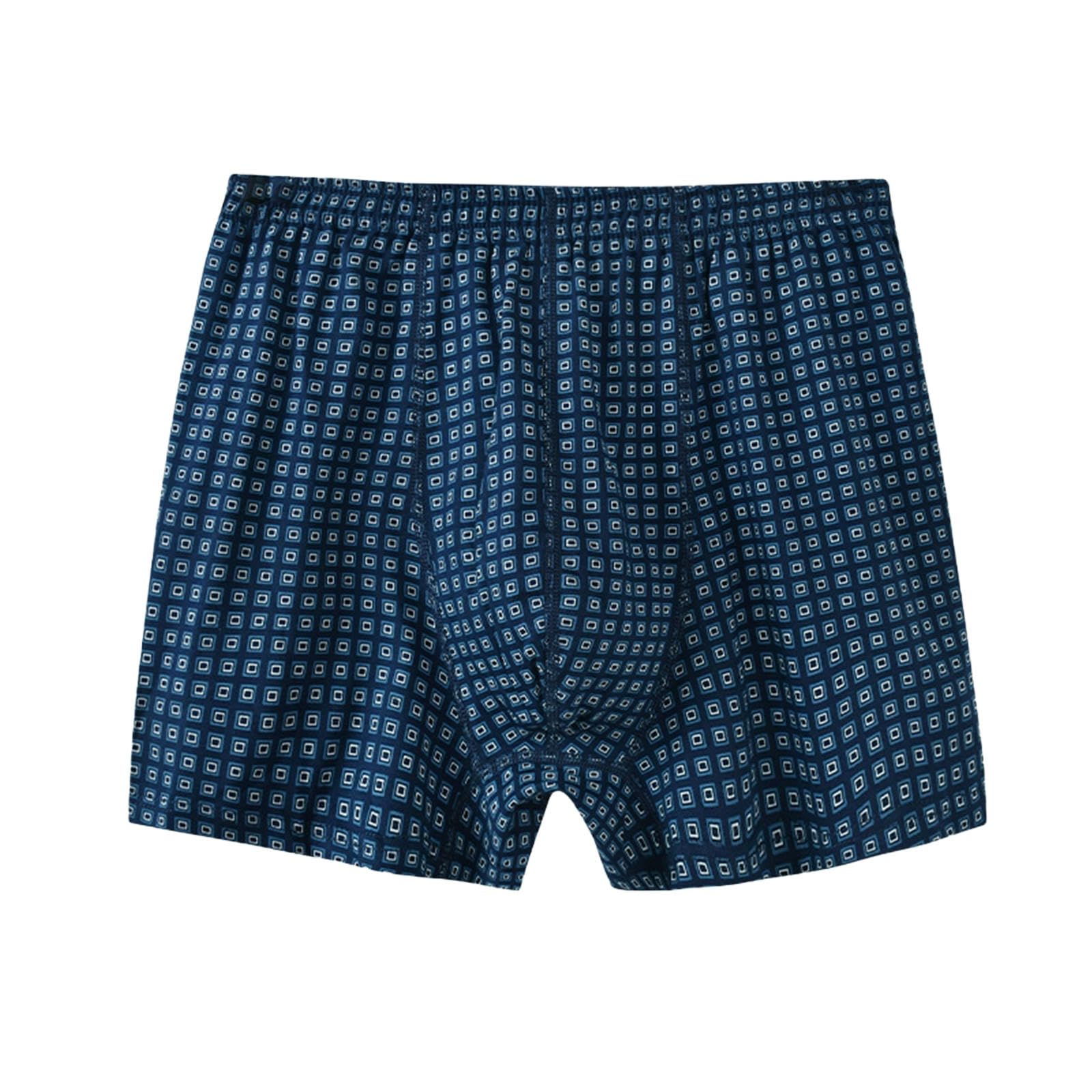 Boxer Uomo Slievi da Pugile A Vita Alta Maschile in Cotone Stampato Casa Padella-Blu Scuro-l-4 Pezzi