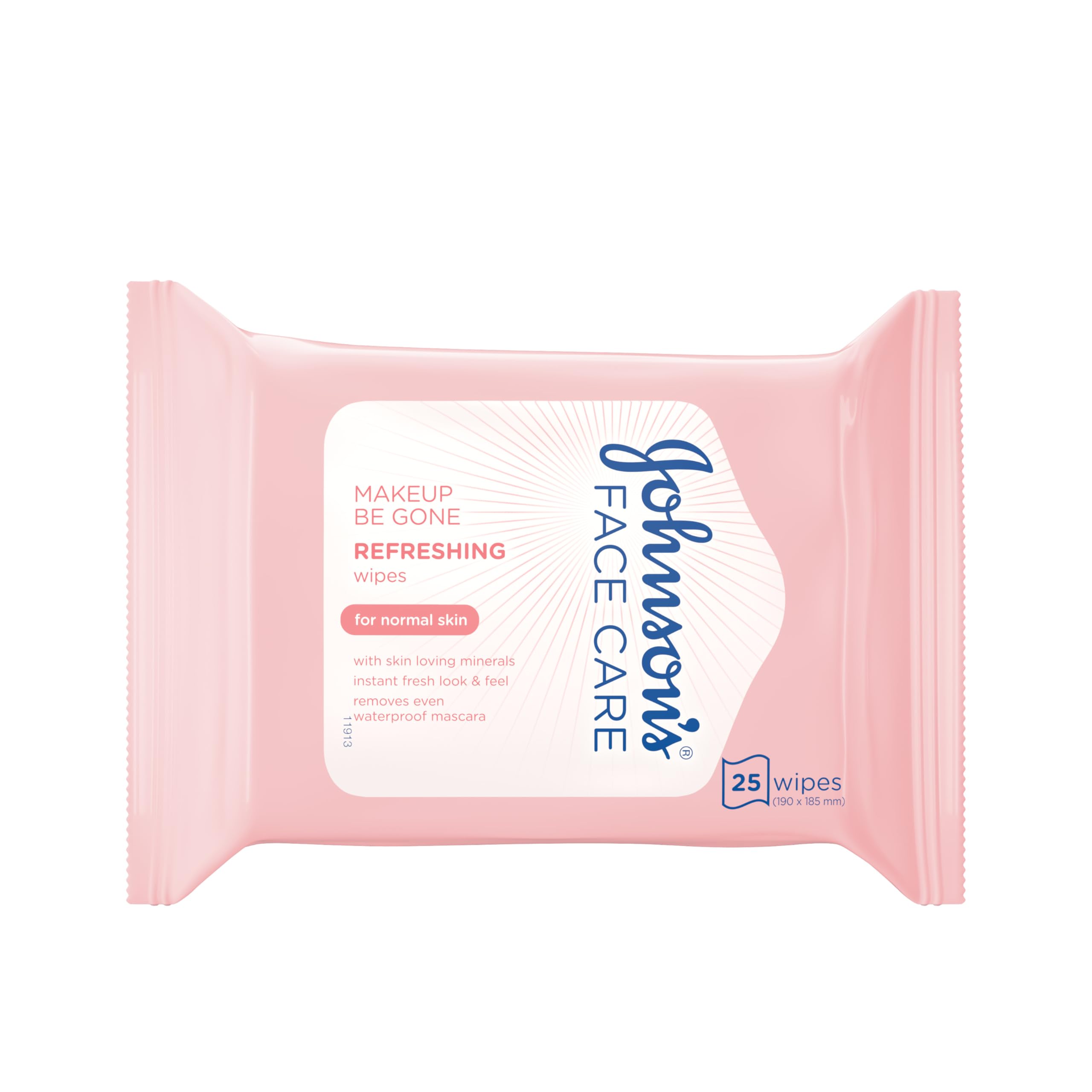 Johnson's Face Care Makeup Be Gone Refreshing Wipes, 25 Wipes, clear