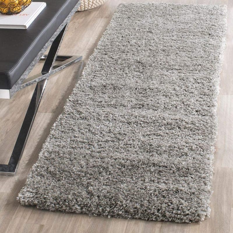 Image of FIASCO Polyester Shaggy Bedside Runner, Soft Indoor Modern Shaggy, Soft Rugs for- Living Room, Dinning Room, Office, Bedroom & Hallway Carpet Rugs Size 4X6 Silver