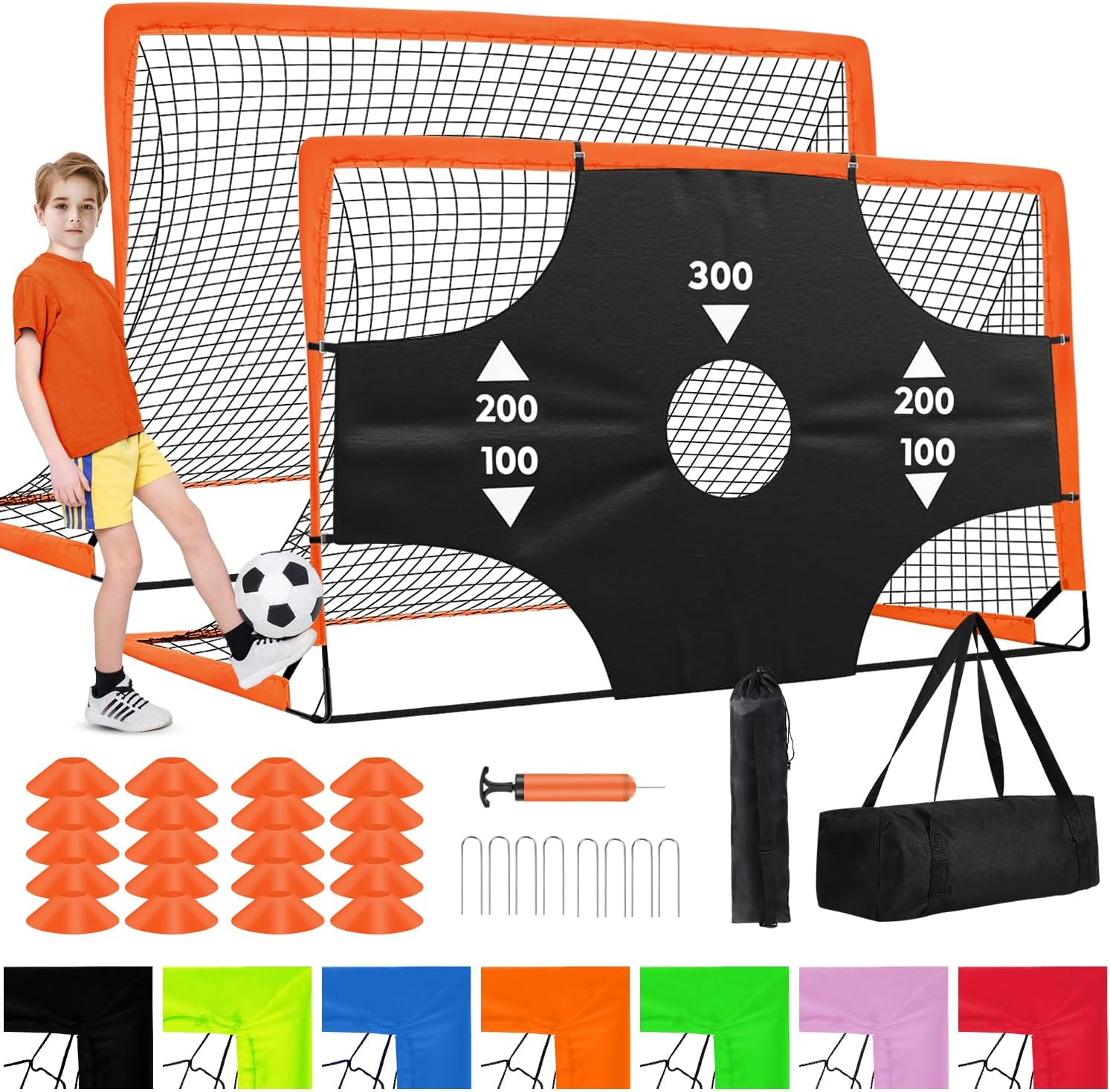 Portable Pop Up Soccer Goal - 6x4ft Backyard Training Equipment with Soccer Ball, Scoring Target Cloth, and Conesl,Fencing Training Equipment,Baseball & Softball Protective Screens
