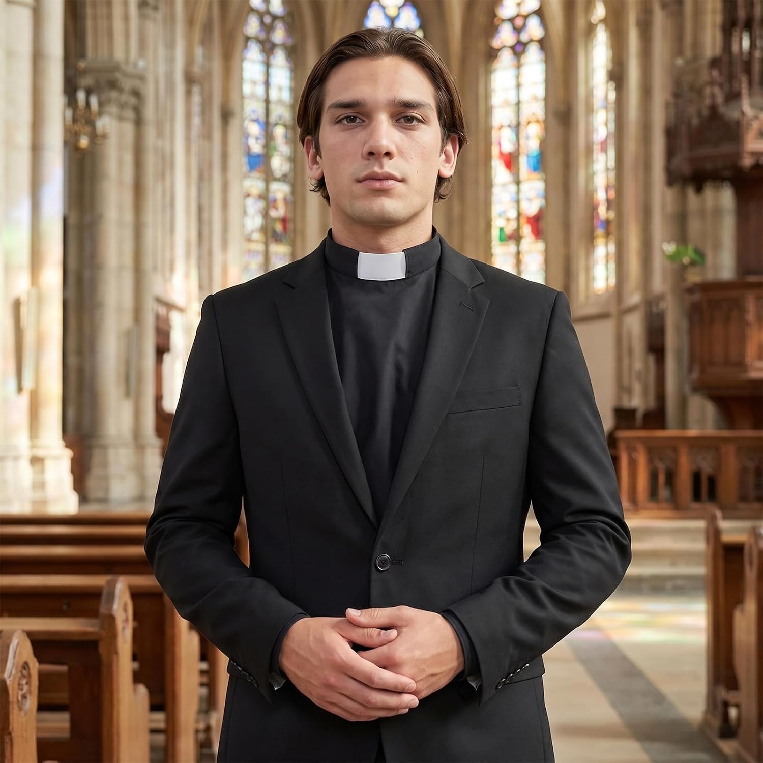 Priest Clergy Tab Collar Unisex Costume Pastor Bib Dickey for Clerical Shirt
