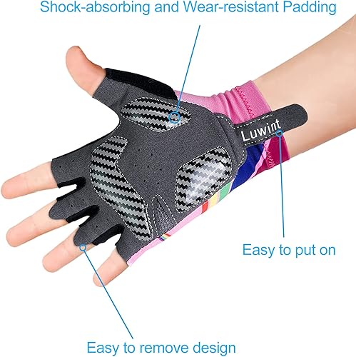 Miniatura 2 de Luwint Guantes deportivos para niños de 6 a 8 años, transpirables, guantes de ciclismo para niños y niñas de 6, 7 y 8 años, guantes de gimnasio para