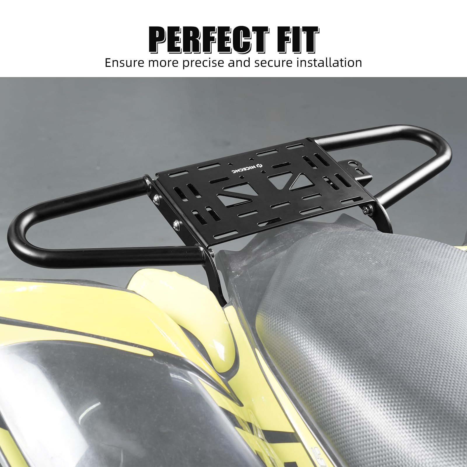 NICECNC Schwarz Hintere Haltegriff Gepäckträger Stoßstange Compatible with Yamaha Raptor 700 2006-2024, Raptor 700R 2006-2024