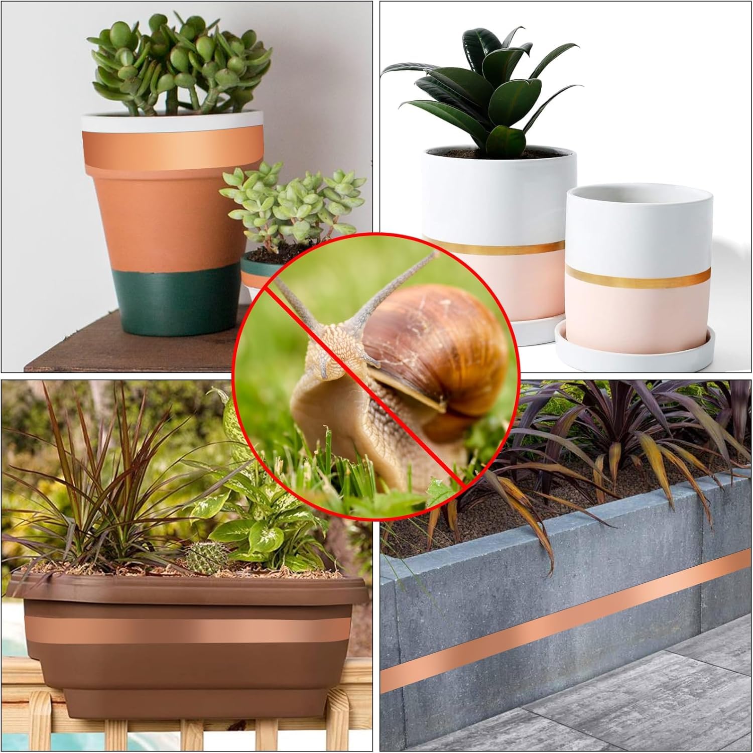 2 Piezas Cinta de Cobre contra Caracoles, Cintas Cobre Repelentes Babosas y Caracoles Cinta De Cobre Autoadhesiva Eficaz Protección Contra Caracoles para Jardines Y Plantas (40mmx20m+10mmx20m)