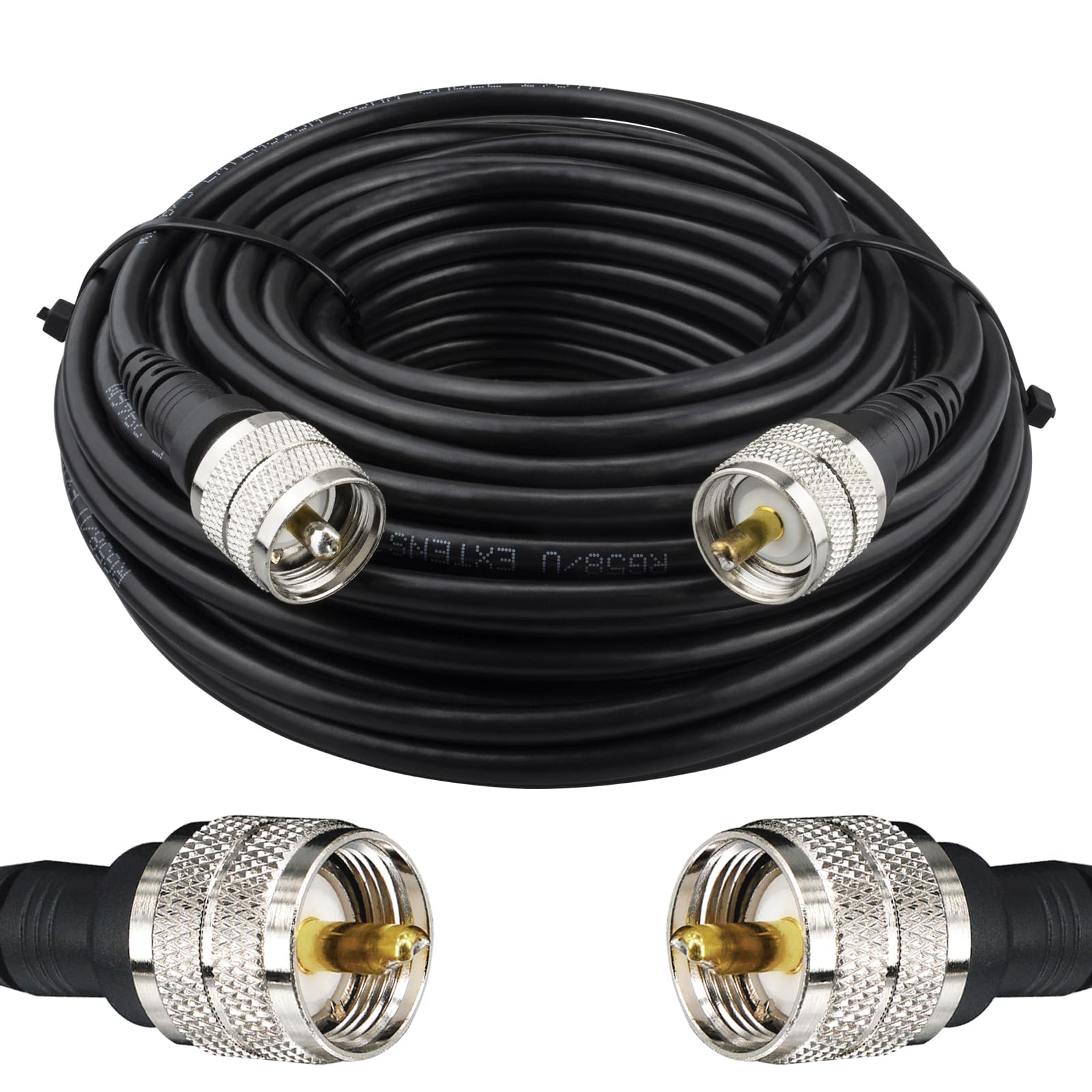 BoobrieUpgraded Cable PL259 20M RG58 Coax Cable UHF Male to UHF Male Cable 50ohms SuperFlex RG58 CB Radio Cable Ham Radio Coaxial Cable Low Loss PL259 Adapter for CB Ham Radio Antenna Broadcast