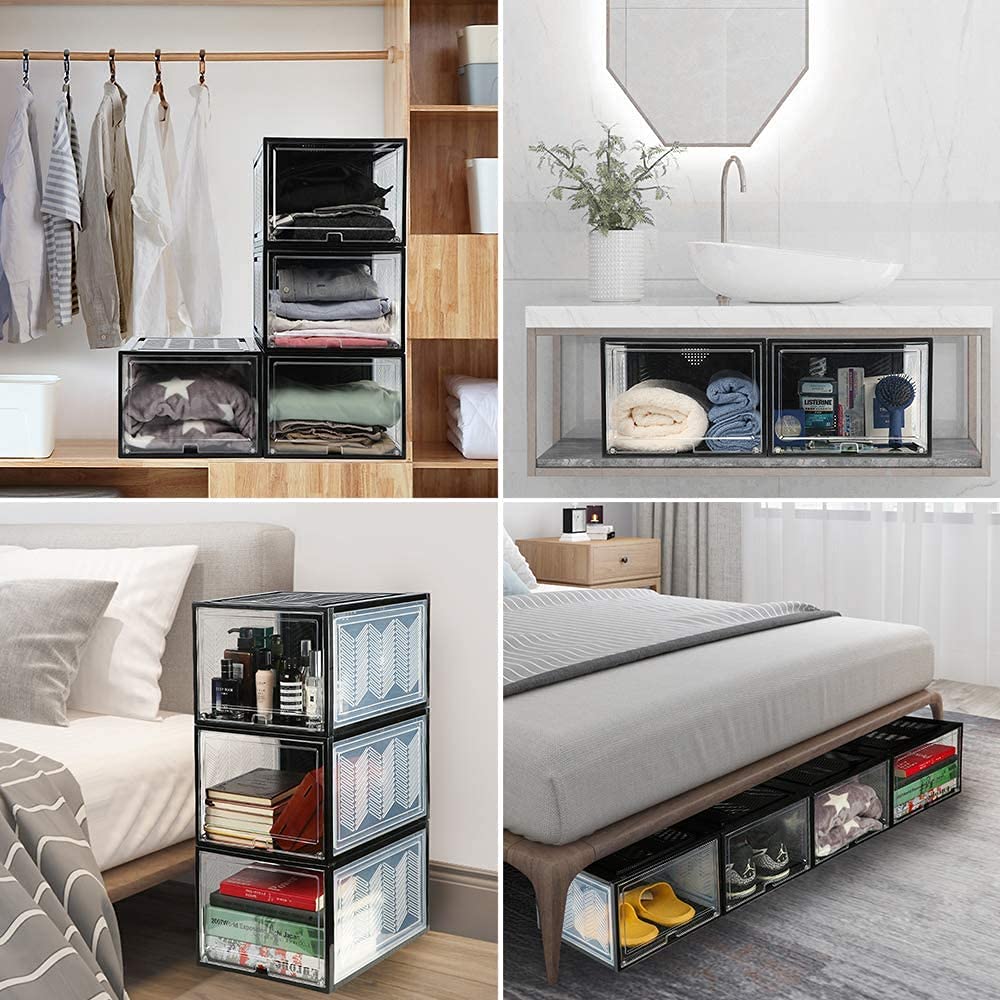 SAINUO Schuhboxen Stapelbar - Transparente Magnet-Tür Aufbewahrung