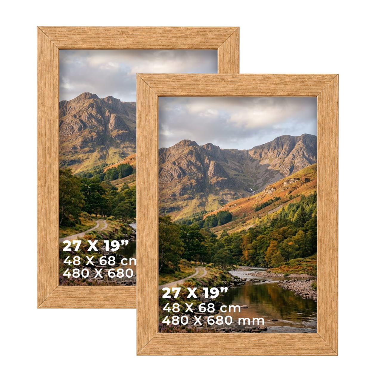 DECORO Oak 27X19 (68.58X48.26 CM) Pack of 2 Picture Frame with Plexiglass Front & Engineered Wood Construction, Wall Hanging Display for Photos, Posters, Prints & Artwork, Portrait or Landscape — image 1