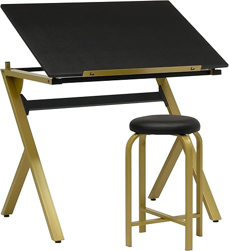 SD STUDIO DESIGNS Stellar - Mesa de dibujo y manualidades de 36 pulgadas de ancho con parte superior ajustable y taburete acolchado, color