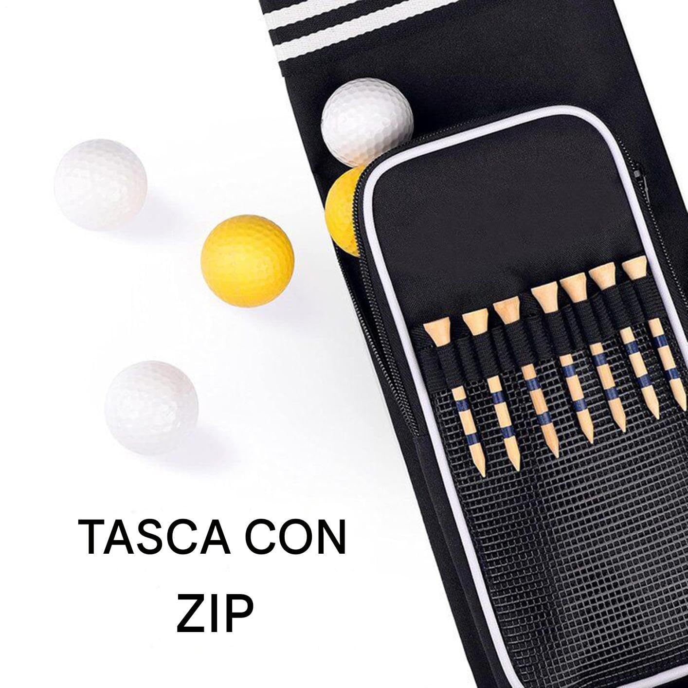 Sacchetto da golf, sacca leggera da golf, custodia da da domenica di viaggio pieghevole, 3-9 bastoncini, design pieghevole e impermeabile, tracolla, cinghia, torneo di allenamento