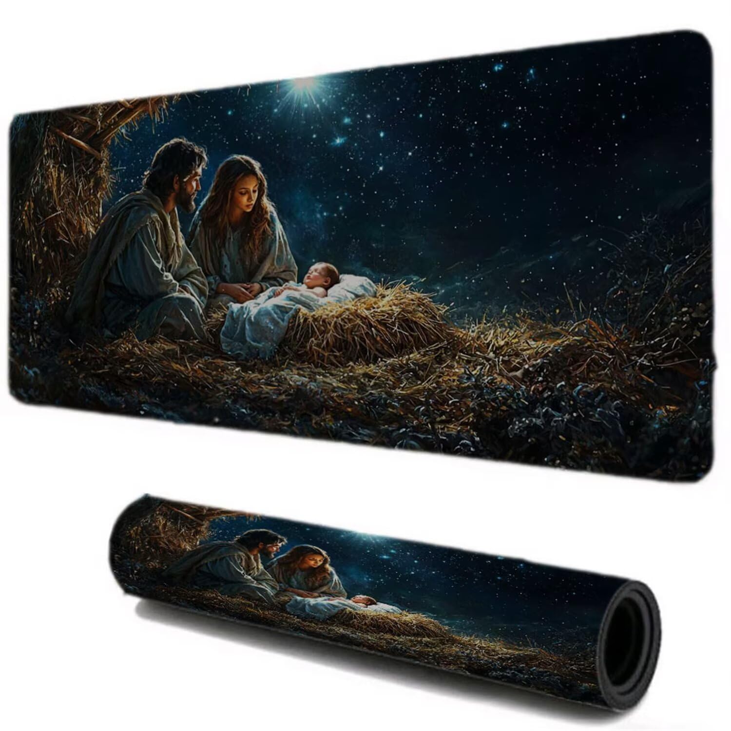 Podkładka pod mysz, podkładka pod mysz dla graczy XXL 1200x600, wysoka precyzja i prędkość pod biurko, antypoślizgowa i wodoodporna gumowa podstawa, akcesoria biurowe do komputera (dziecko w nocy) I