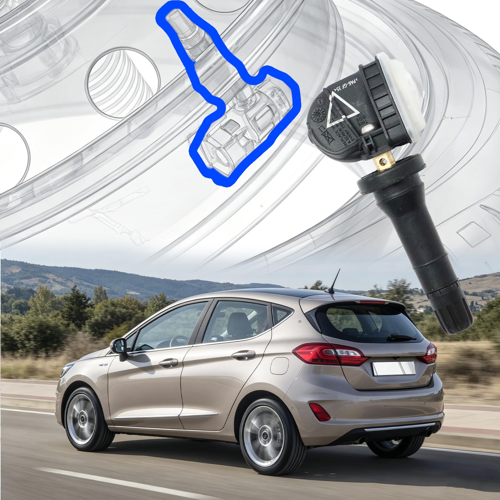 4 sensori di pressione degli pneumatici con sistema di monitoraggio della pressione degli pneumatici da 433 MHz, sensore TPMS 2036804 per Galaxy S-Max Edge Fiesta Mondeo Mustang sensori RDKS 2318453