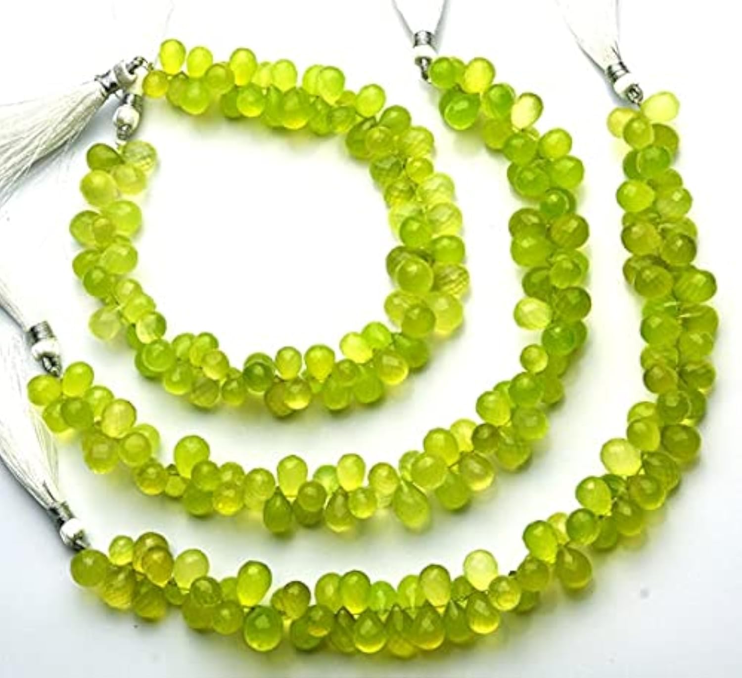 Perles de préhnite verte en forme de goutte facettée LKBEADS pour création de bijoux