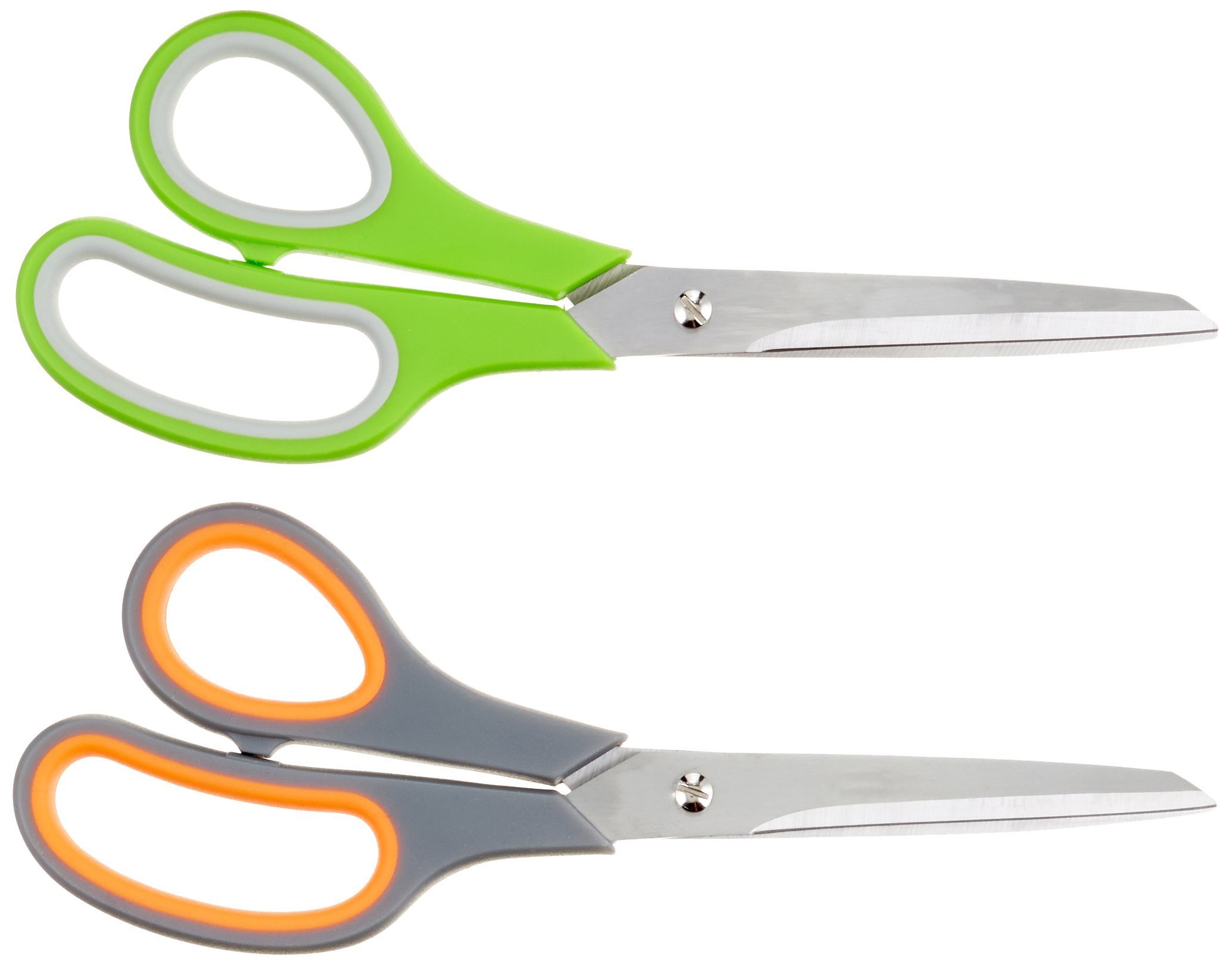 Amazon Basics Tijeras de acero inoxidable, cómodas, multifuncionales, multiusos, recubiertas de PVD, paquete de 2, oficina, hogar, cocina, multicolor