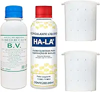 Kit Coalho Líquido Ha-la Coagulante + Cloreto de Cálcio BV + 2 Formas Queijo Minas Frescal 500g Fazer Queijo Caseiro